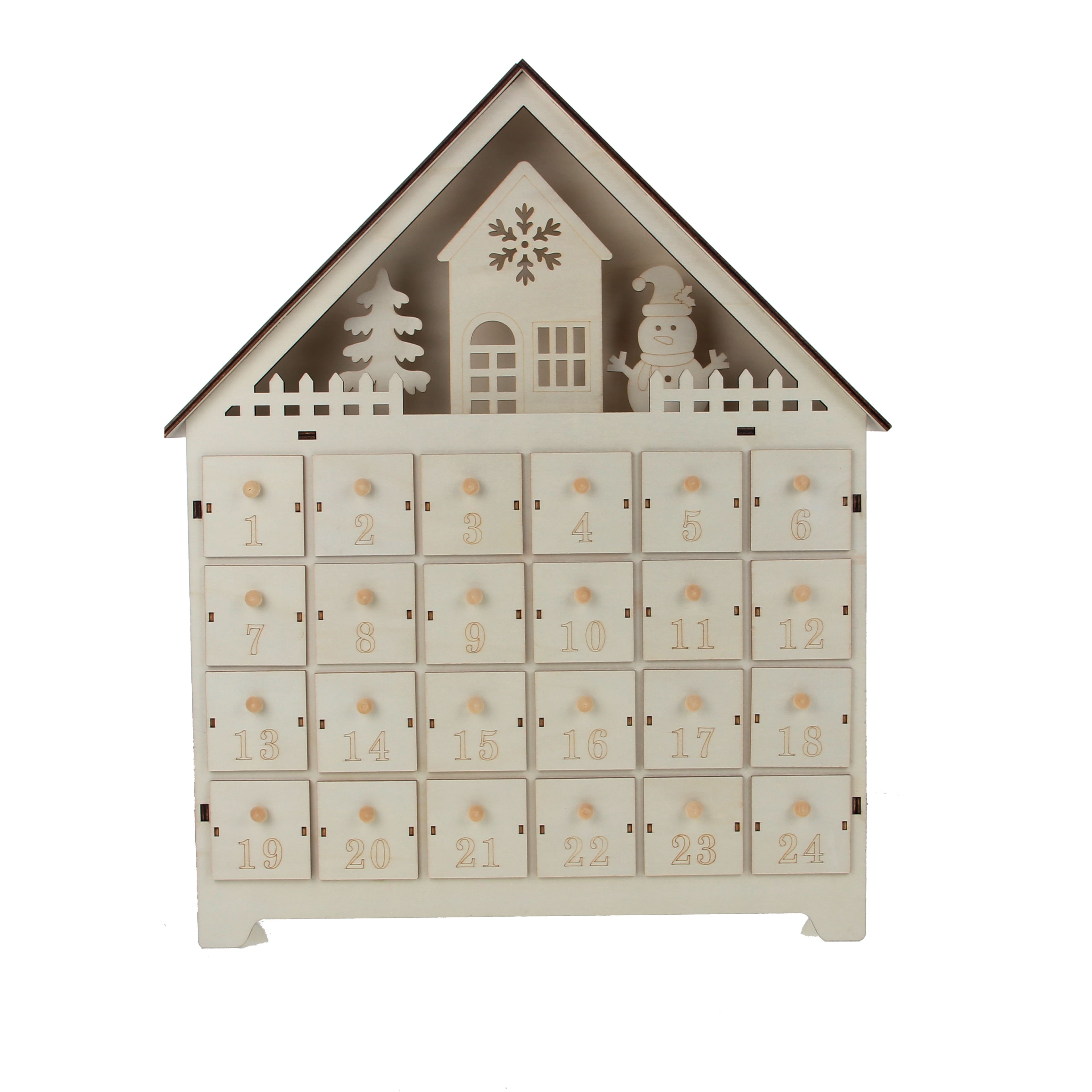 16.75&#x22; House Advent Calendar DIY LED Wood D&#xE9;cor by Make Market&#xAE;