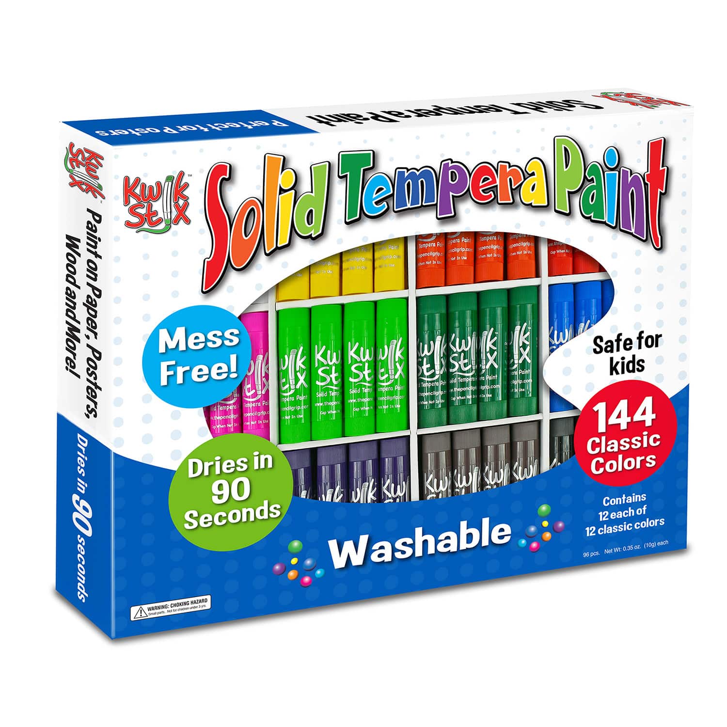 The Pencil Grip Kwik Stix 144 Piece Washable Tempera Paint Class Pack