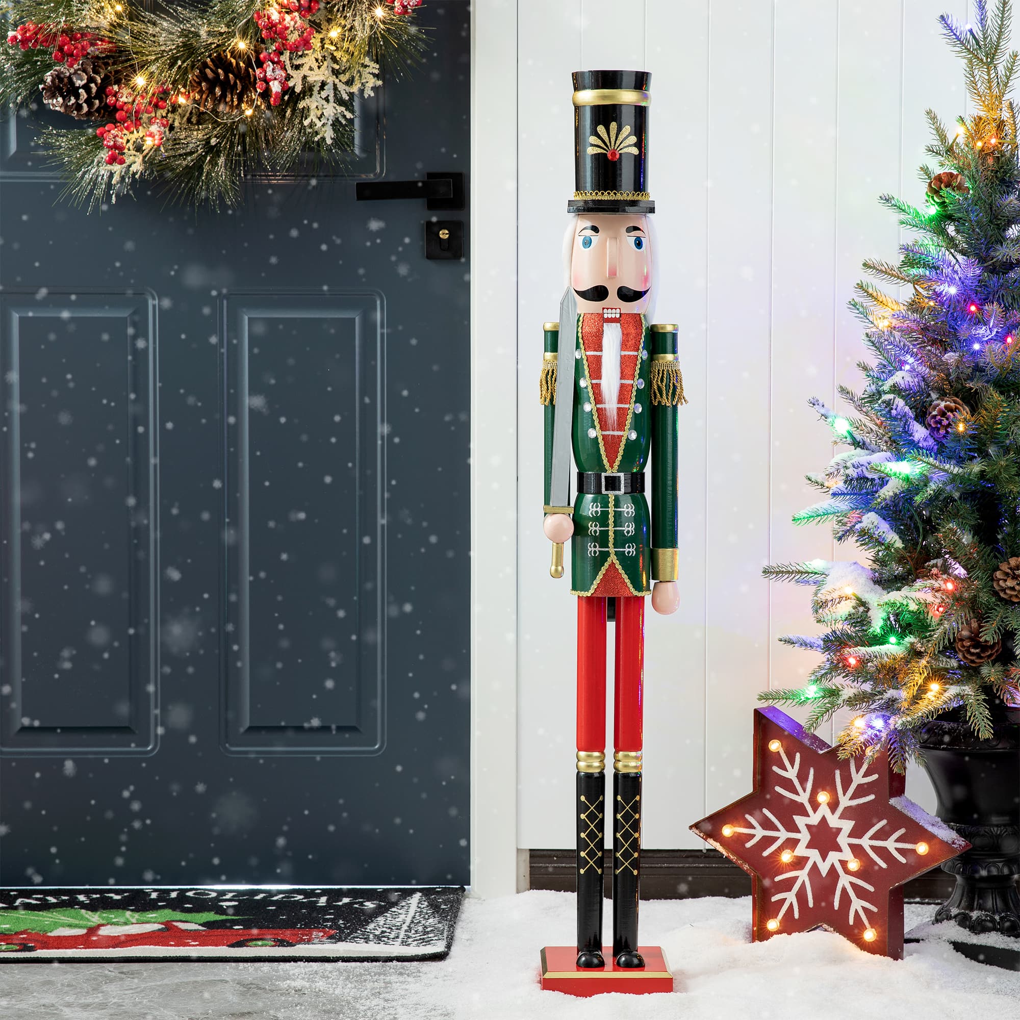 Glitzhome&#xAE; 3.5ft. Wooden Christmas Soldier Nutcracker