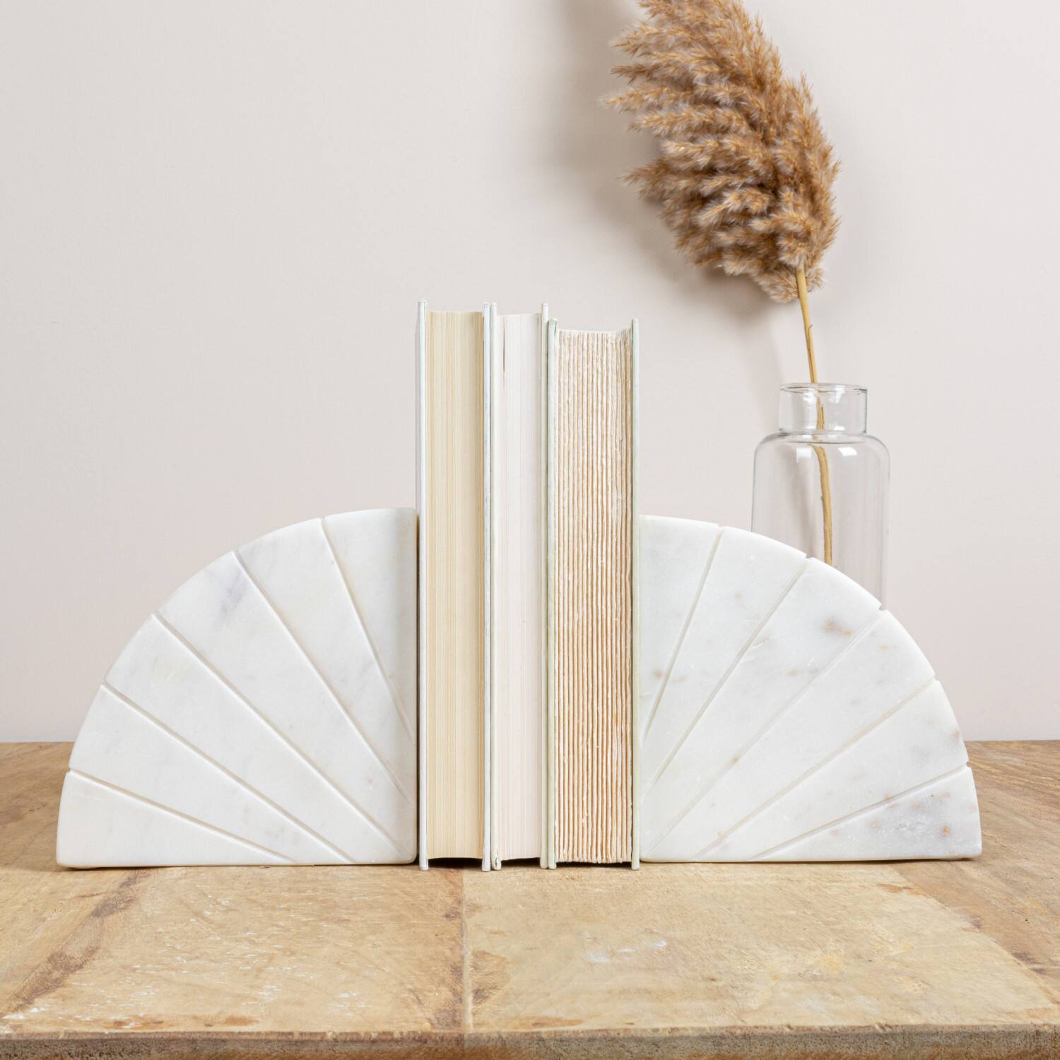 Hello Honey&#xAE; 6&#x22; White Modern Arched Semicircle Marble Bookend Set