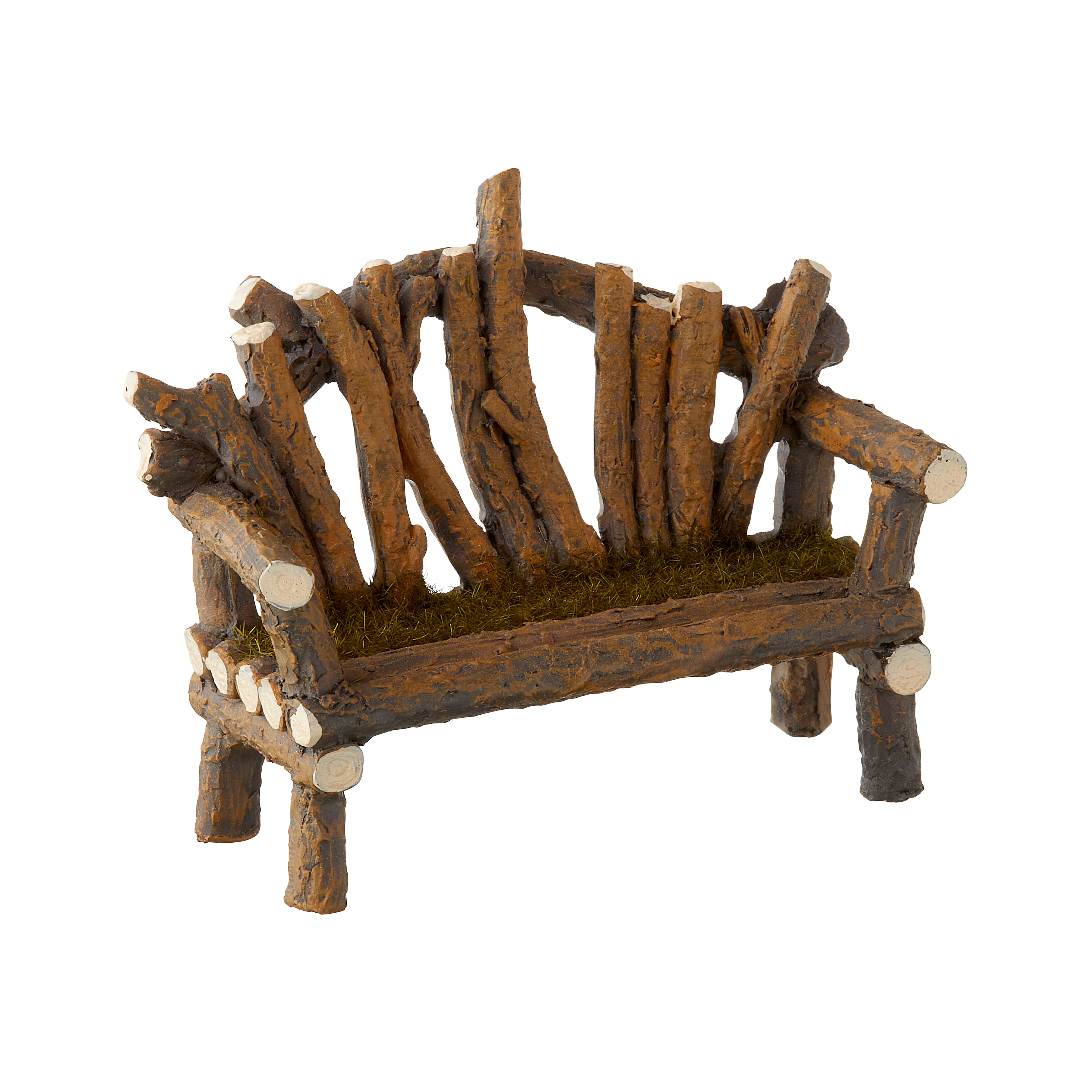 12 Pack: Mini Wooden Bench with Moss by Make Market&#xAE;