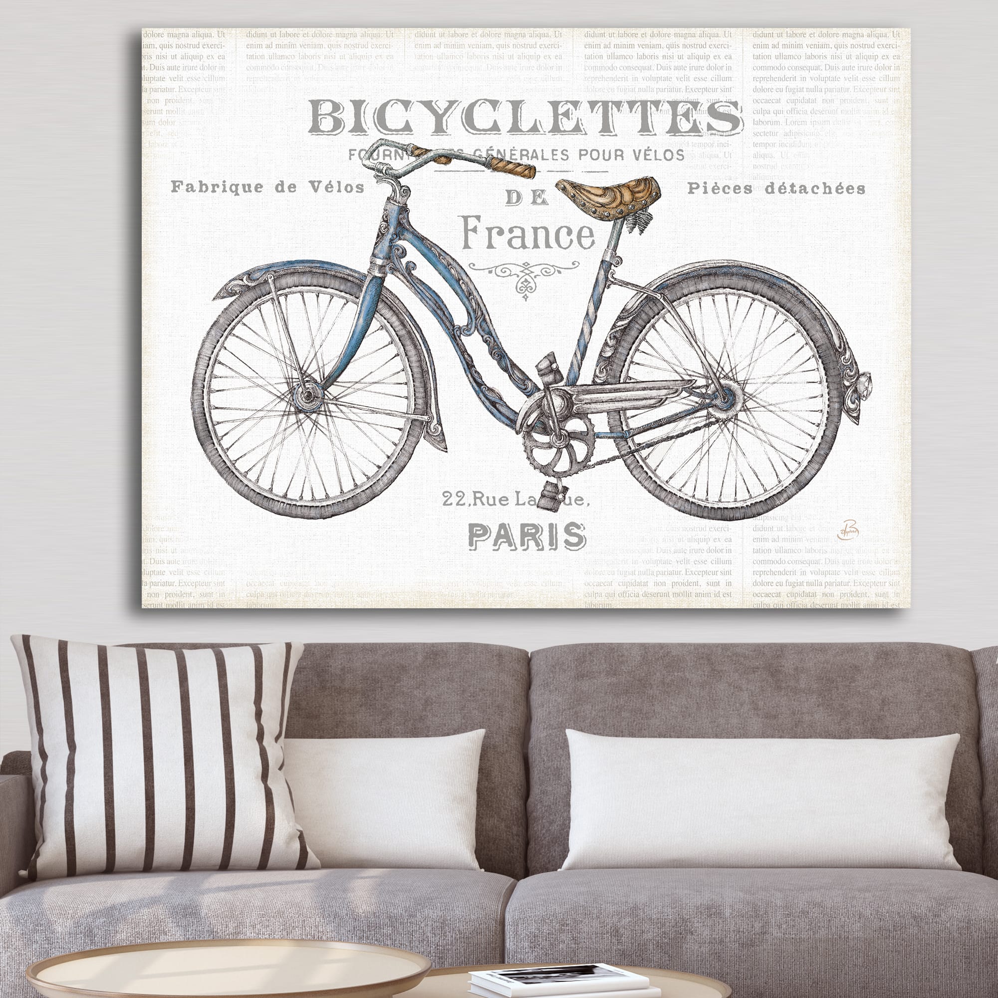 Designart - Paris France Bicycles - Vintage Transportation Premium Canvas Wall Art