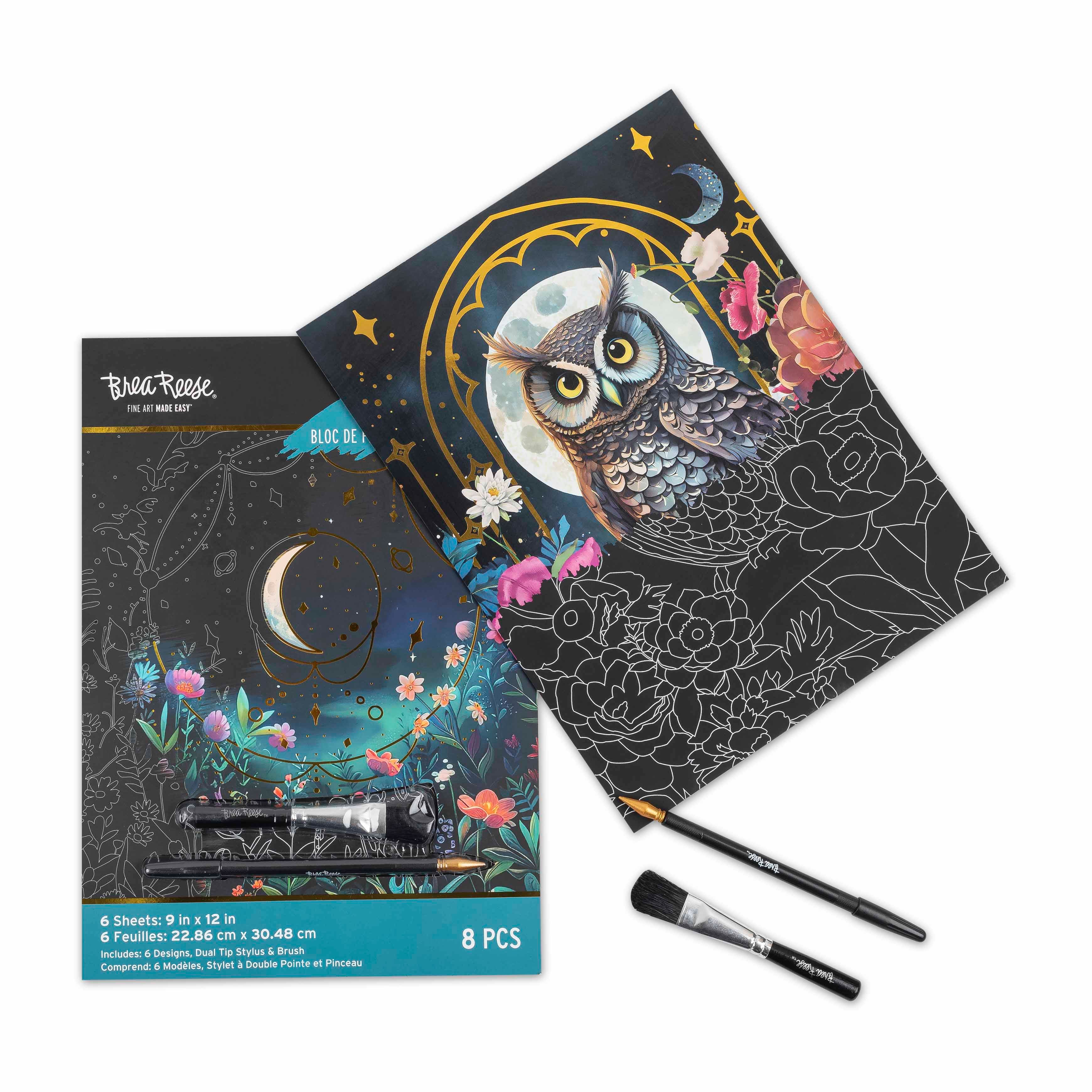 Brea Reese&#x2122; 9&#x22; x 12&#x22; Moonlit Garden Scratch Art Paper Pad