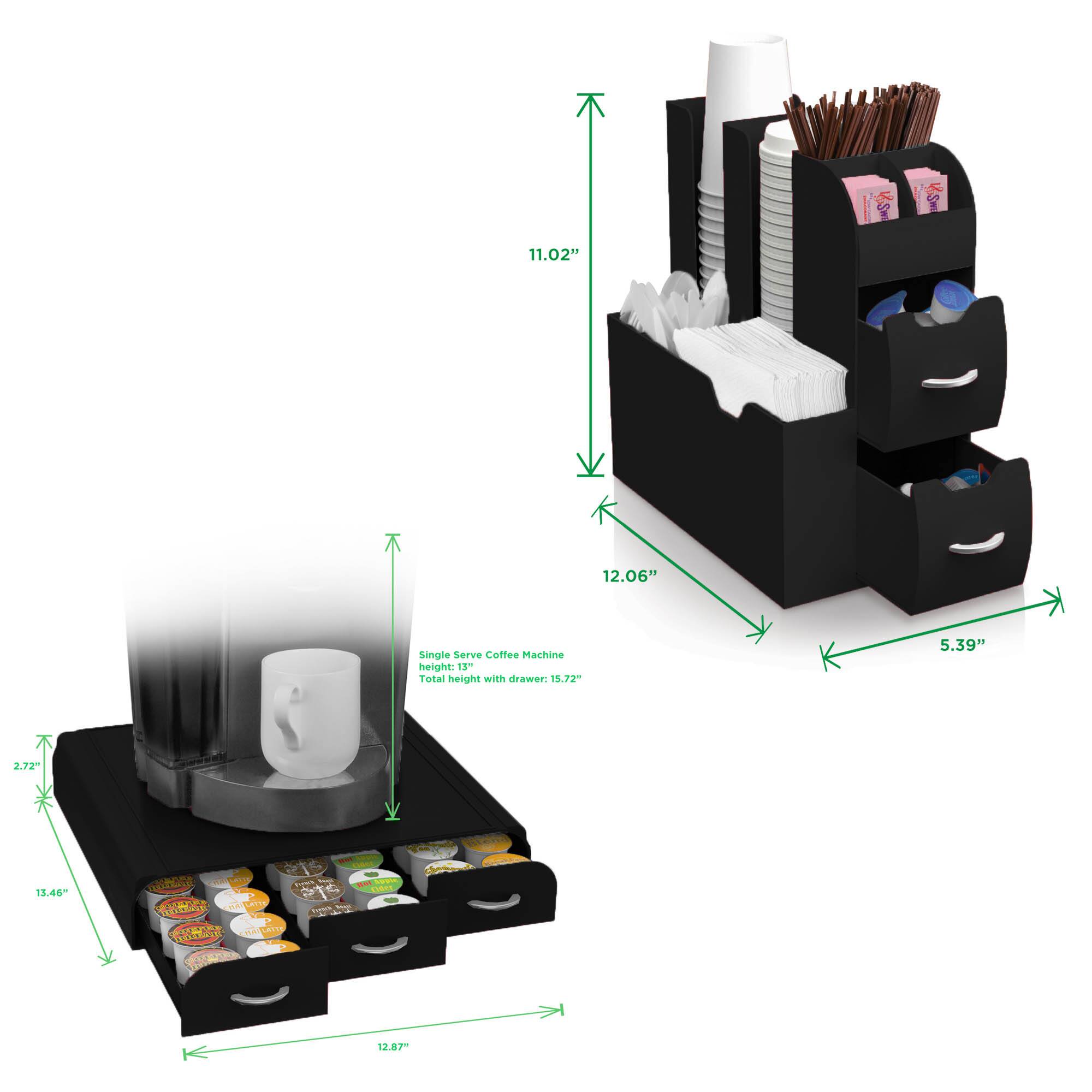 Mind Reader Black 2-Piece Single Serve Coffee Pod Drawer and Condiment Organizer Caddy Station