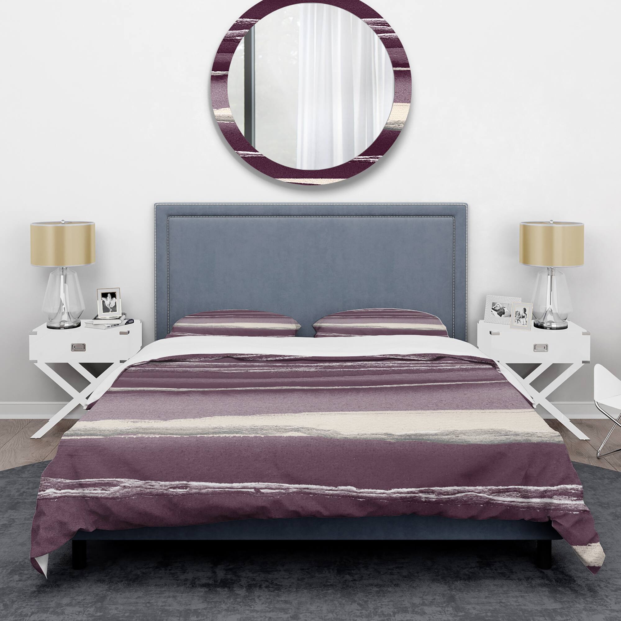 Designart &#x27;Shabby Watercolor on Purple IV&#x27; Shabby Bedding Set - Duvet Cover &#x26; Shams