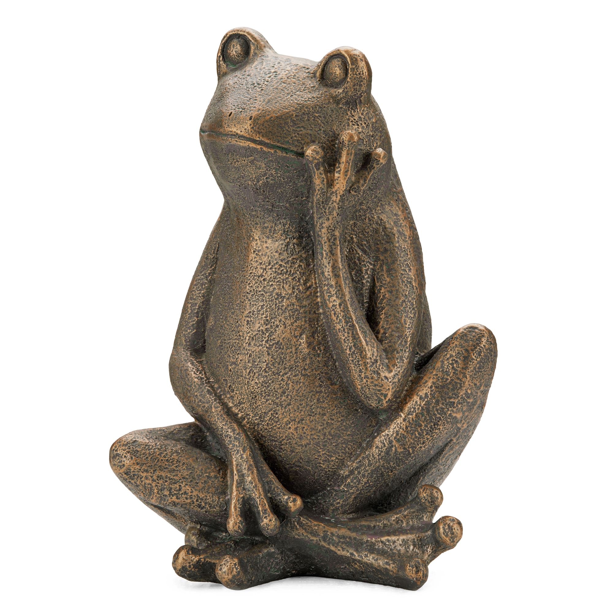 Glitzhome® 12" Resin Bronze Sitting Frog Statue