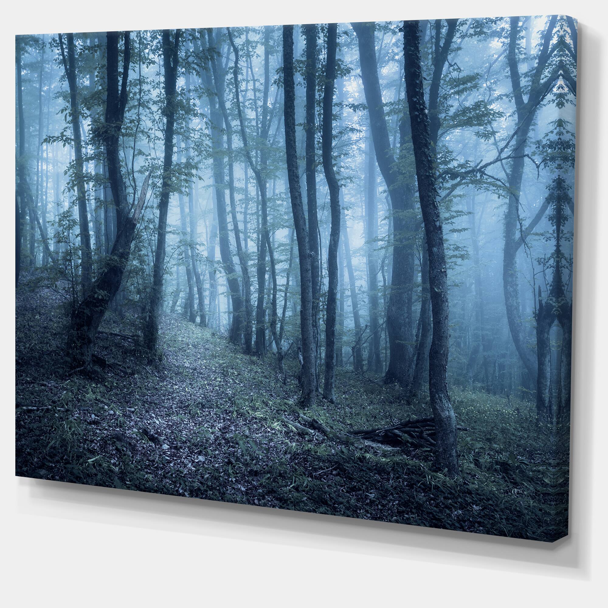 Designart - Spring Foggy Forest Trees - Landscape Photography Canvas Print