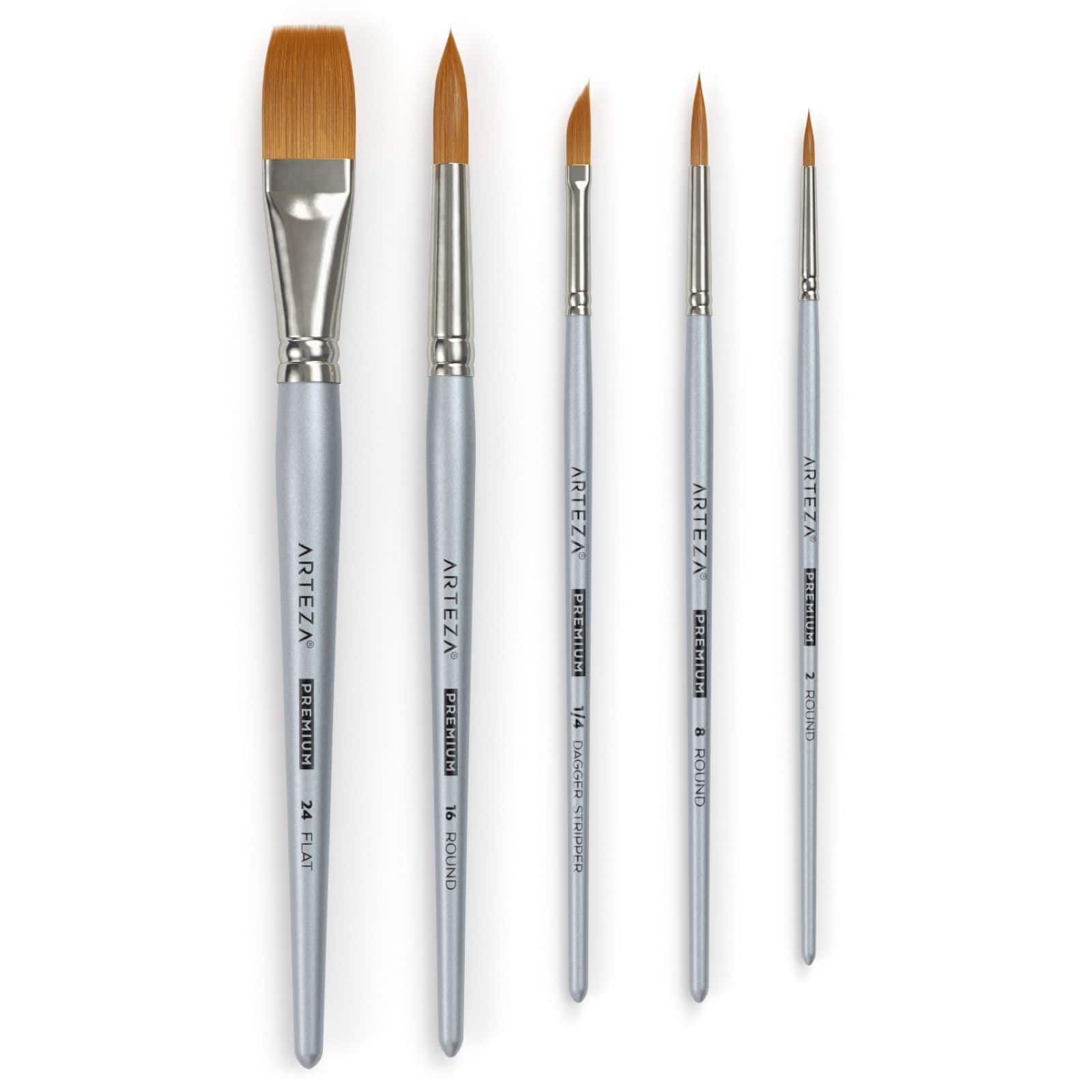 Arteza Acrylic & Oil Paint Brushes Set of 5 Premium Synthetic