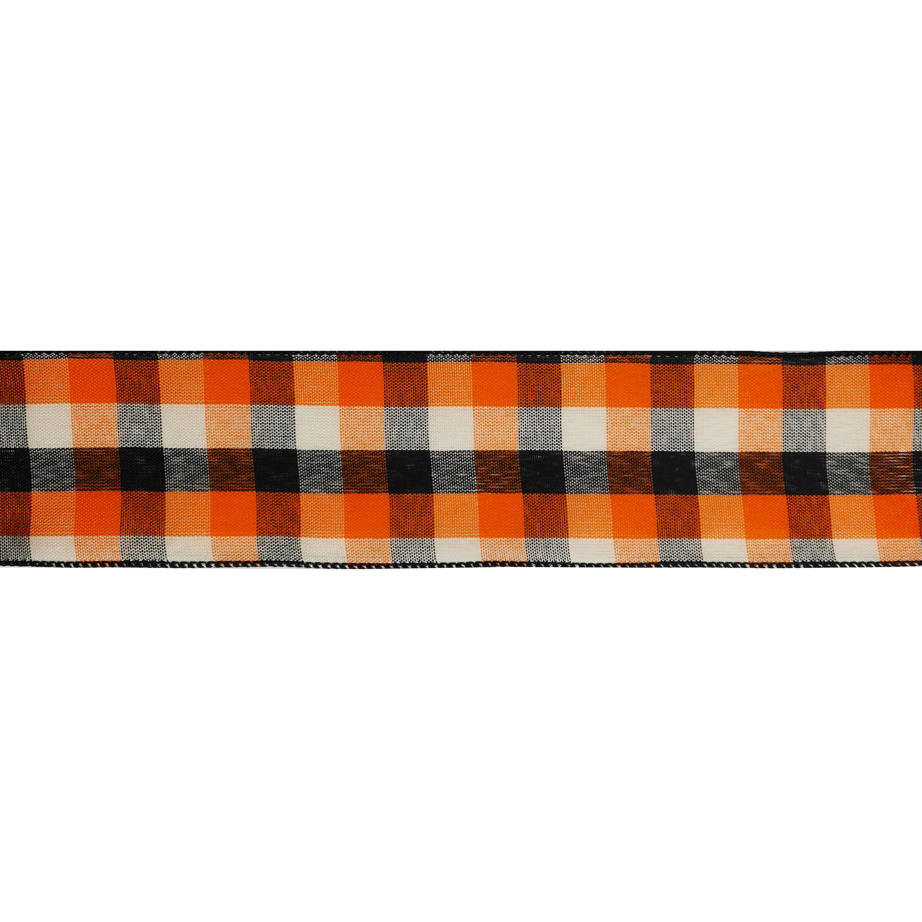 2.5&#x22; x 20ft. Navy &#x26; Orange Plaid Wired Ribbon by Celebrate It&#xAE; Halloween