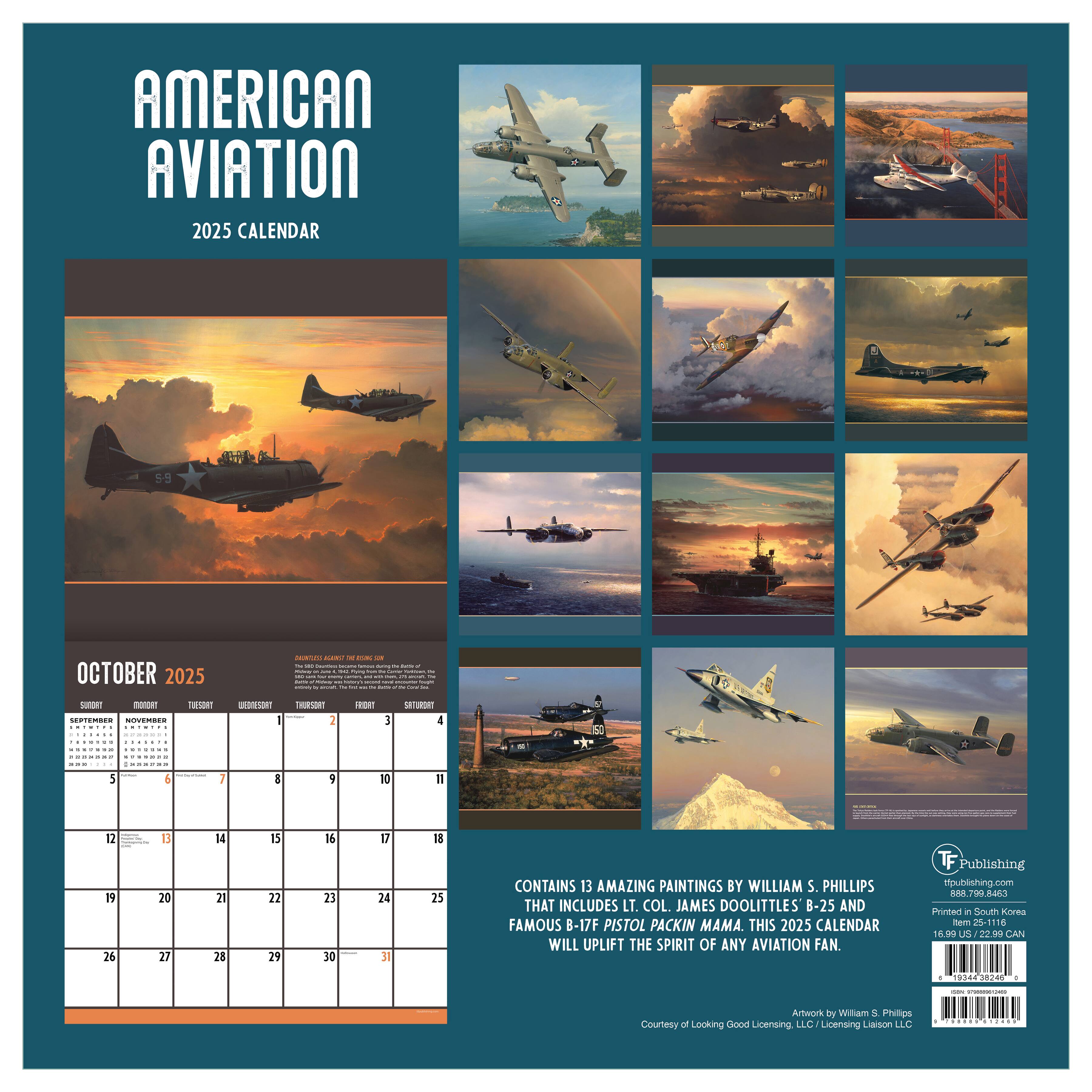 TF Publishing 2025 American Aviation Wall Calendar
