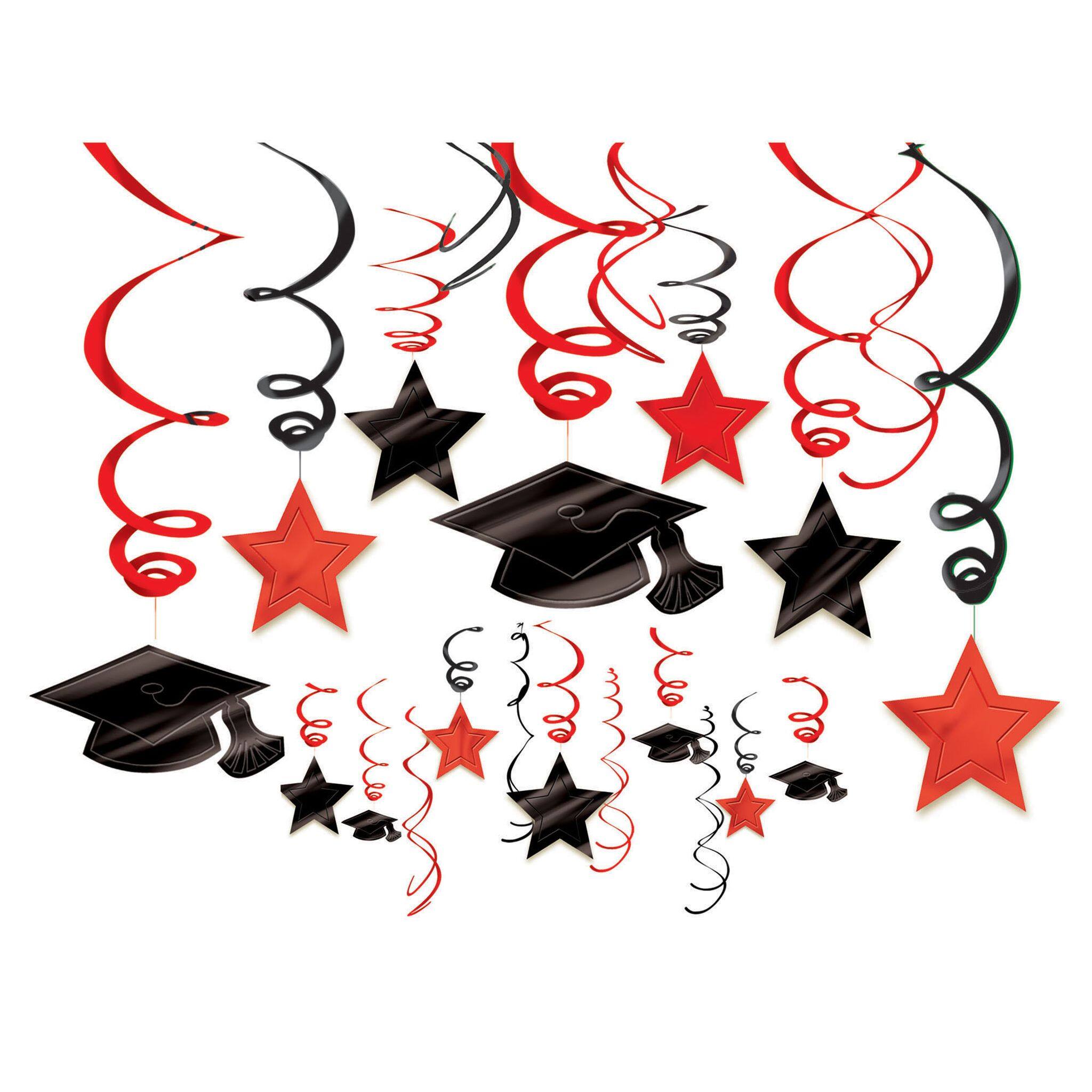 School Colors Hanging Foil Swirl Decorations