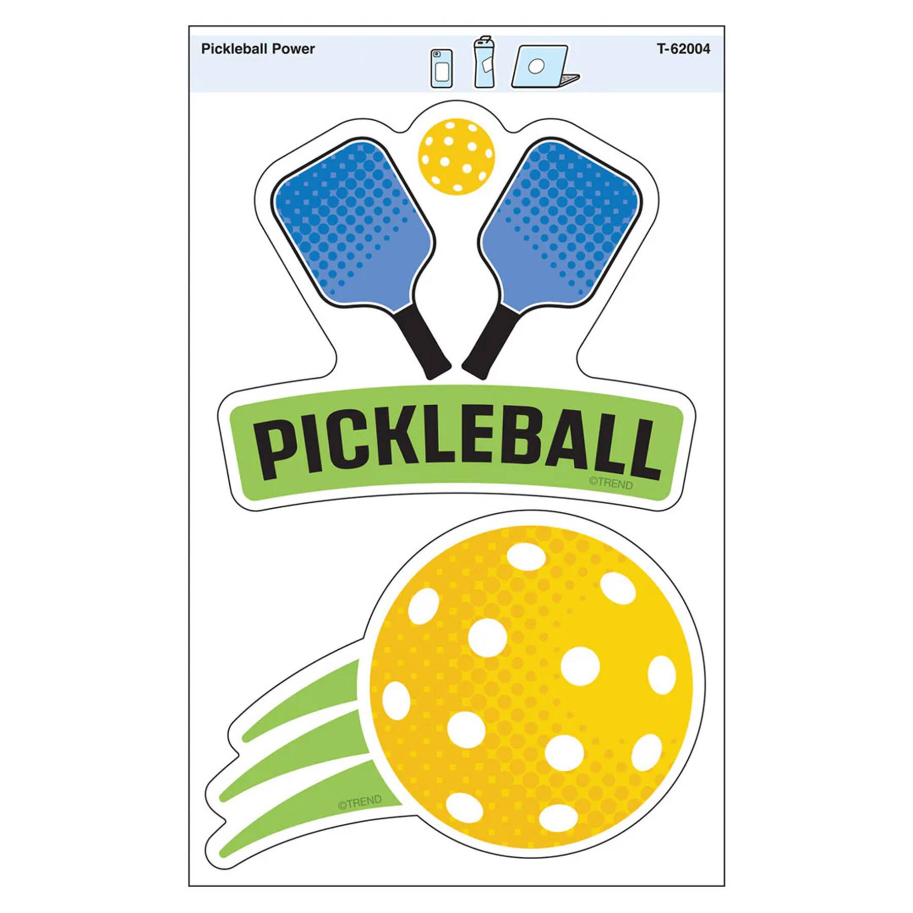 TREND Enterprises® Pickleball Power Vinyl Stickers, 6 Packs of 12