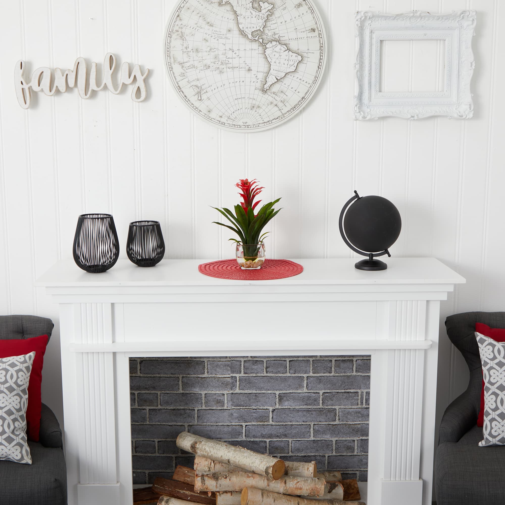 12" Red Bromeliad Arrangement in Glass Vase