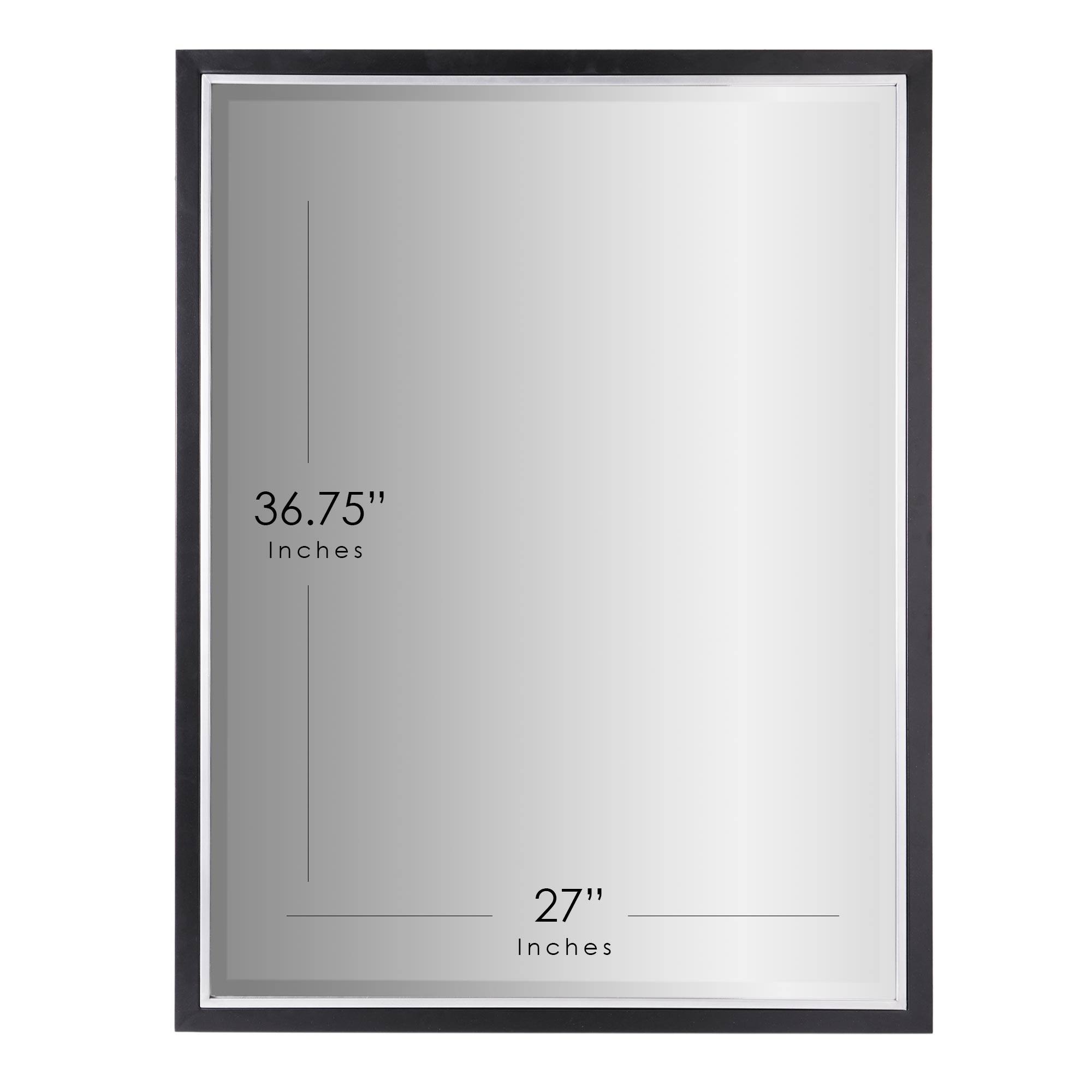 Brushed Black/Chrome Metal Framed Beveled Edge Wall Mirror - 30" x 40"