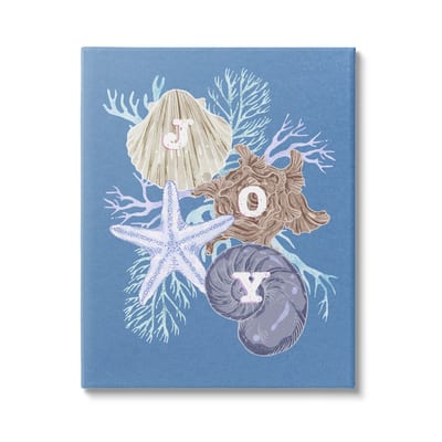 Stupell Industries Joy Nautical Holiday Seashells Canvas Wall Art in Blue | 36" x 48" | Michaels®
