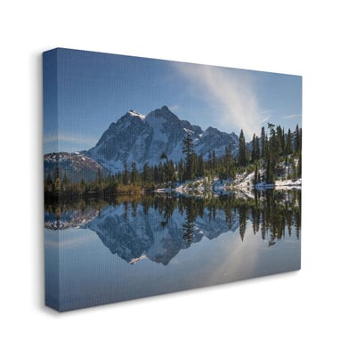 Stupell Industries Winter Lake Snowy Mountain Landscape Water Reflection Canvas Wall Art in Blue | 36" x 48" | Michaels®