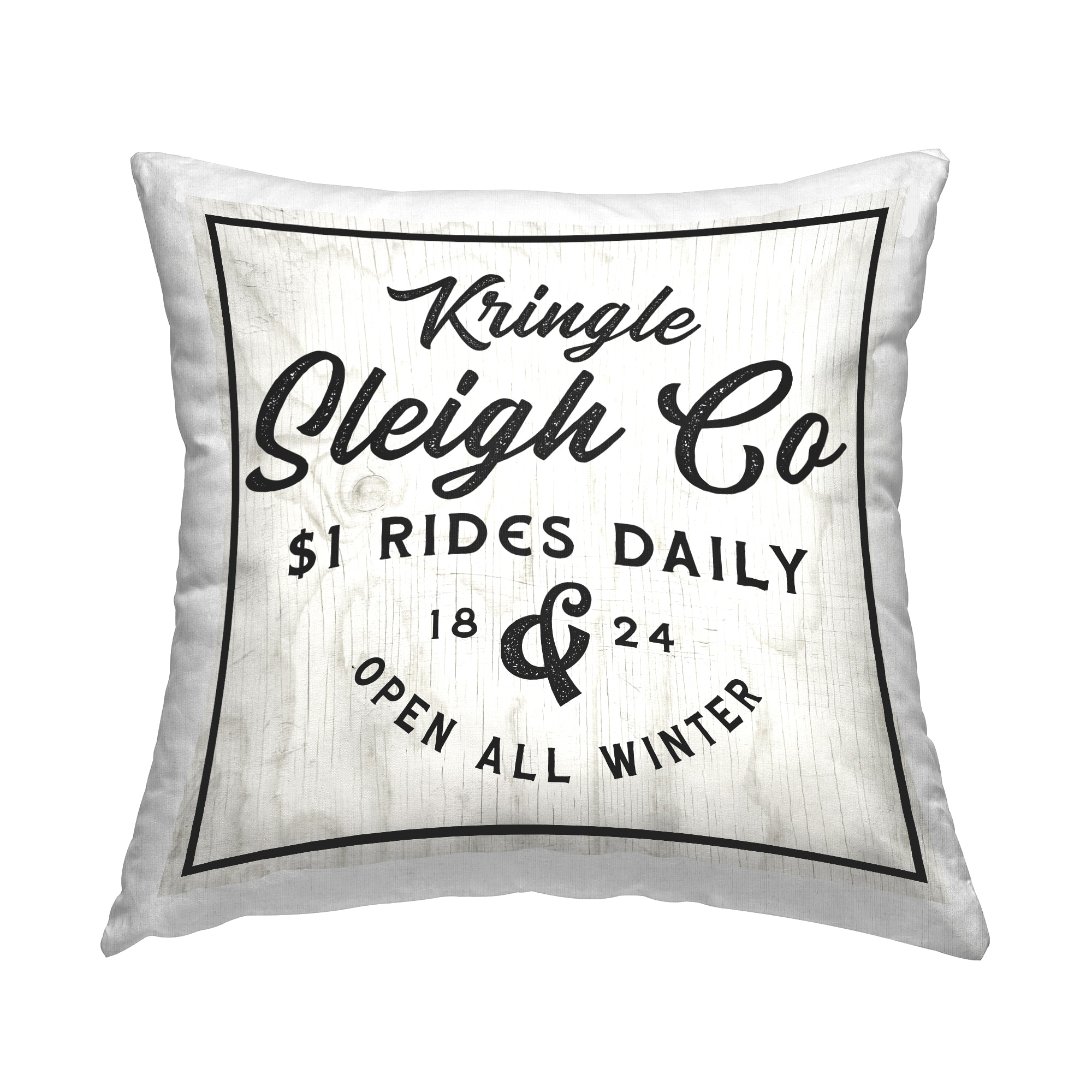 Stupell Industries Kringle Sleigh Co Winter Farmhouse Throw Pillow