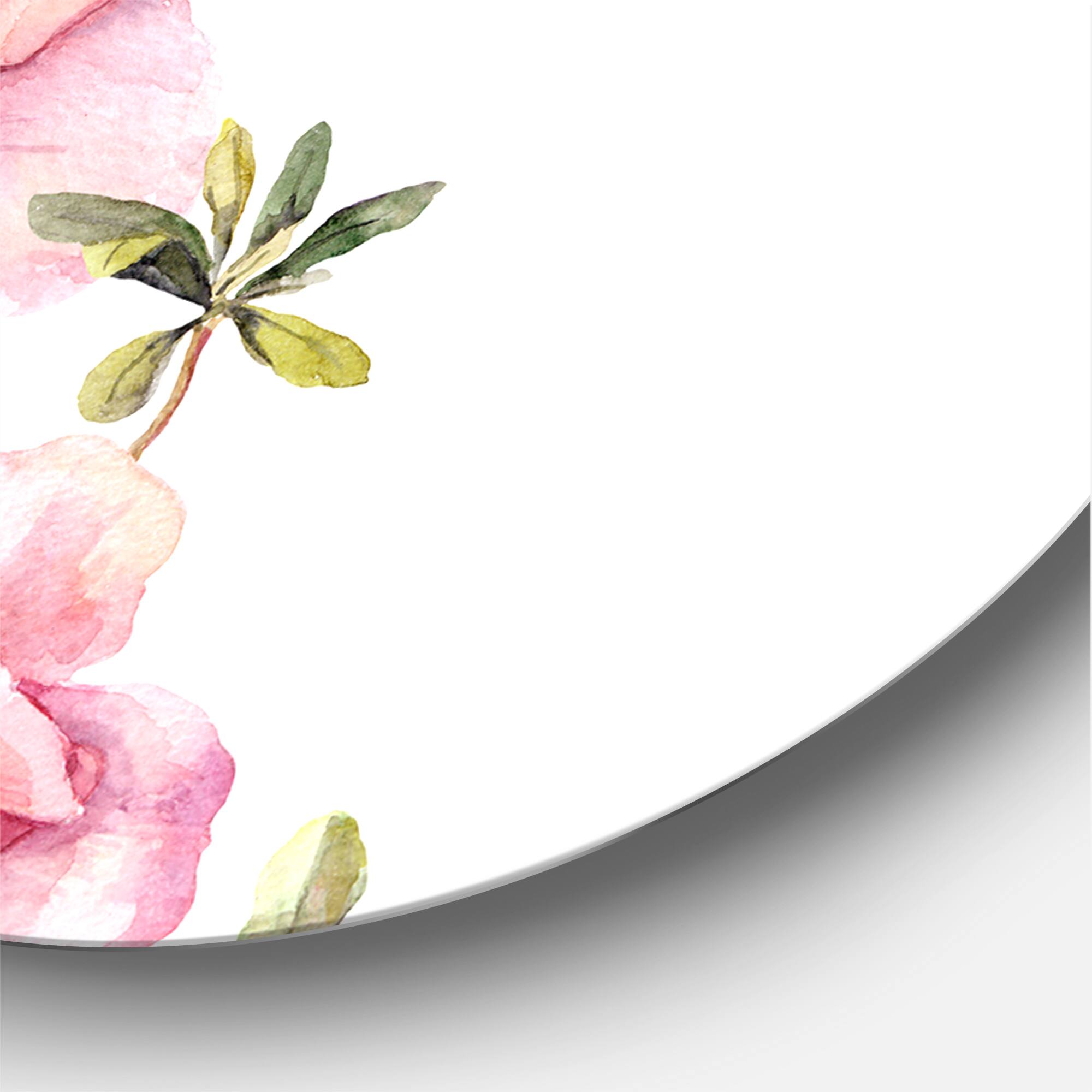 Designart - Bouquet of Pink and Purple Flowers II - Farmhouse Metal Circle Wall Art