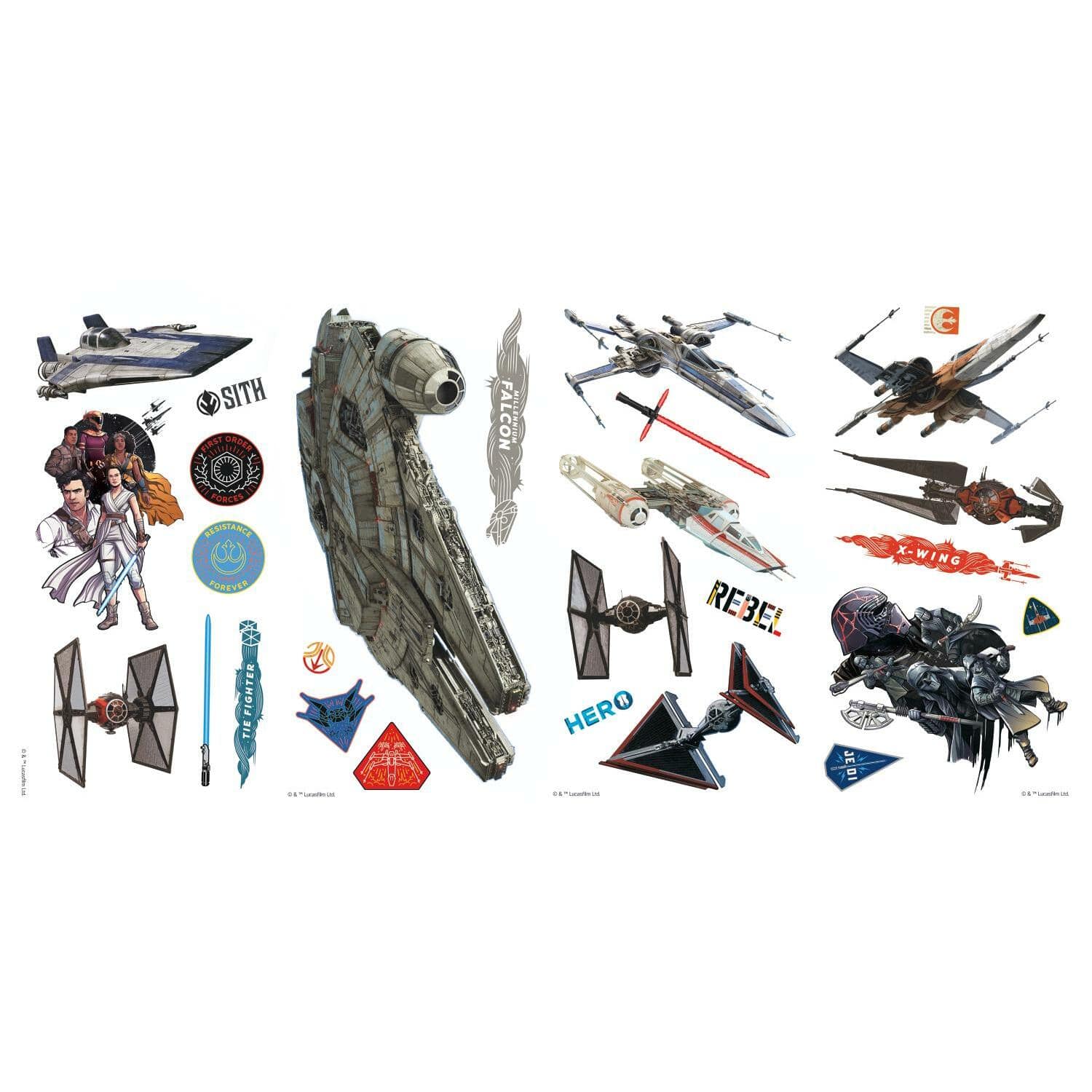 RoomMates Star Wars Episode IX Galactic Ships Peel & Stick Wall Decals