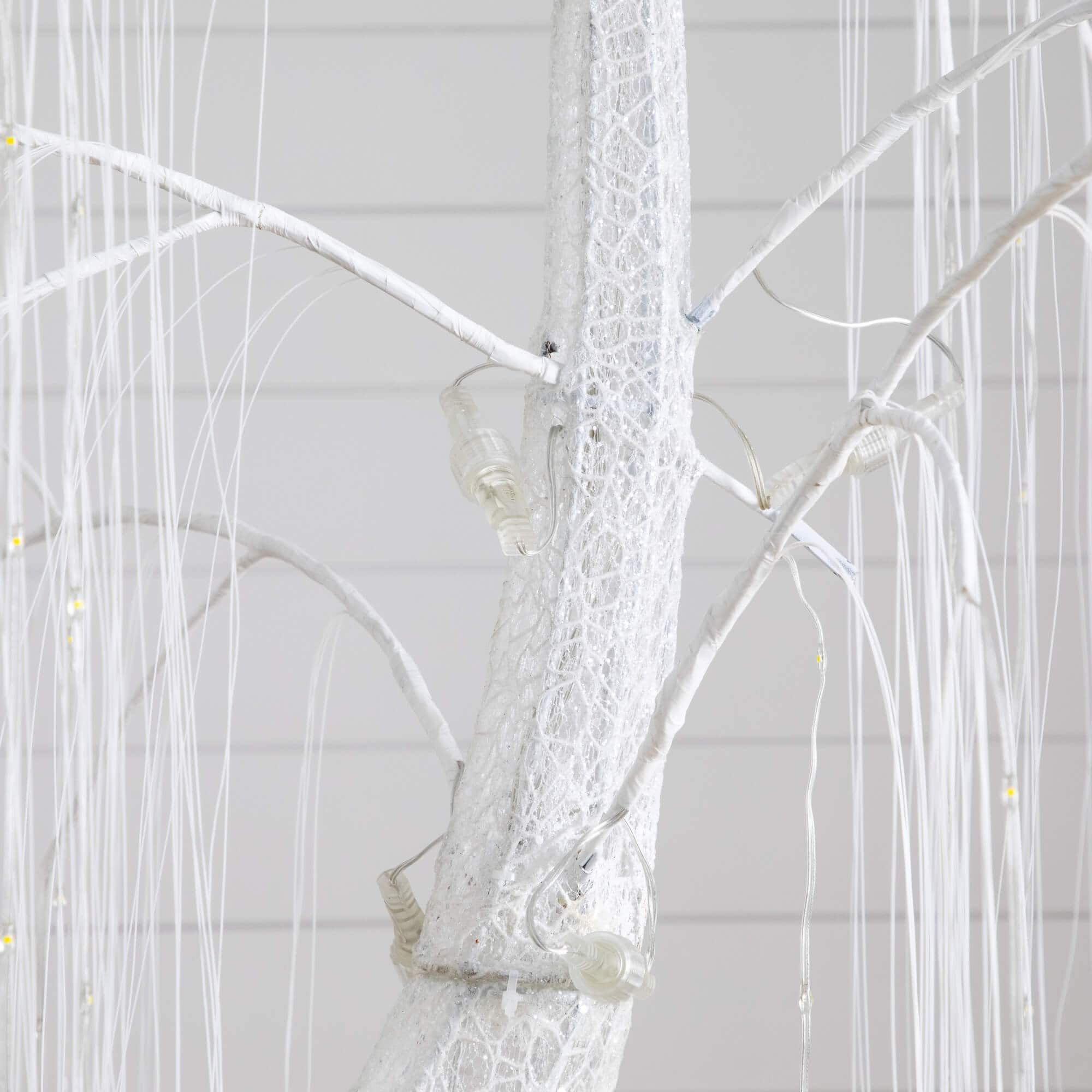 7ft. Pre-Lit Artificial White Willow Tree with 400 Cool White LED Light