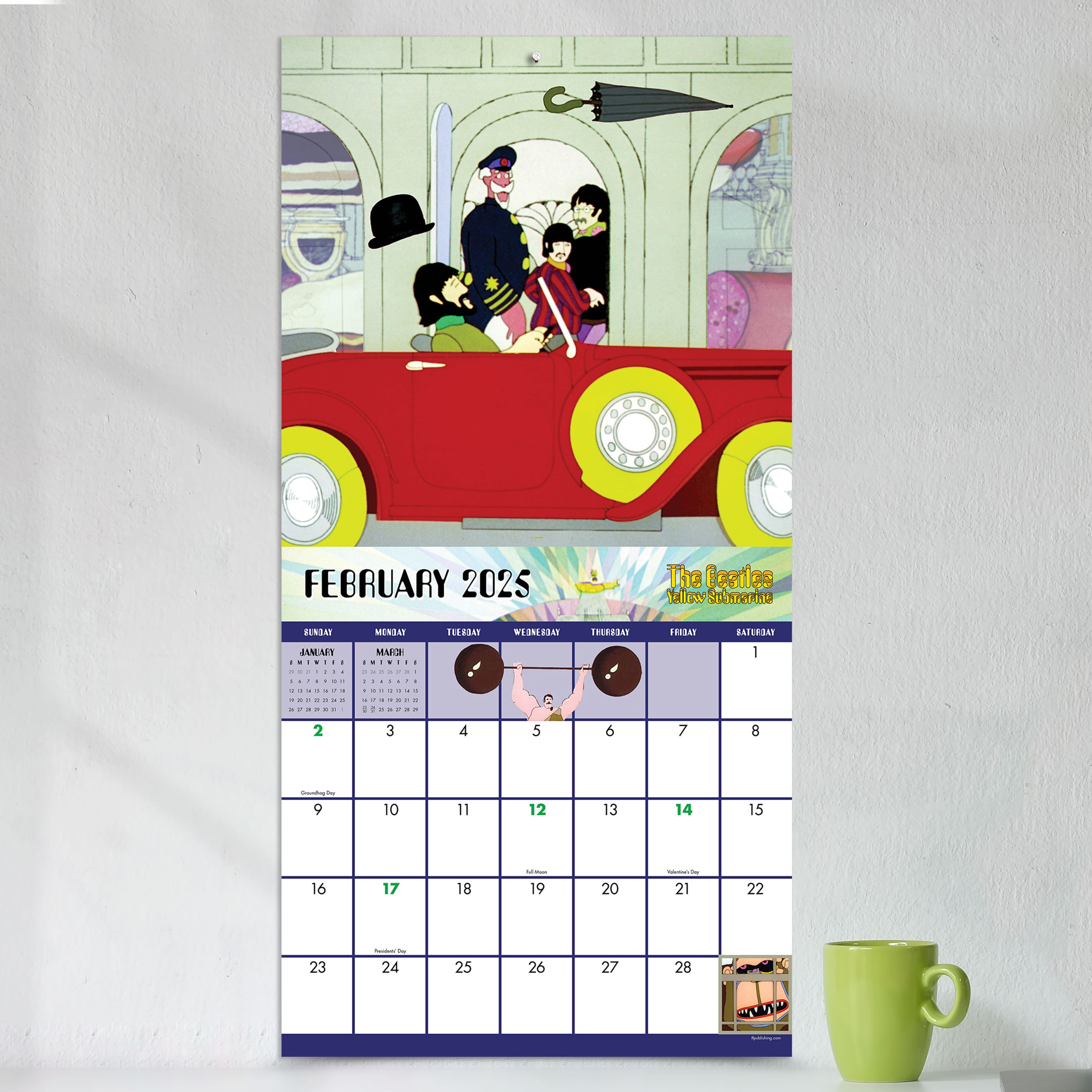 TF Publishing 2025 The Beatles: Yellow Submarine Wall Calendar