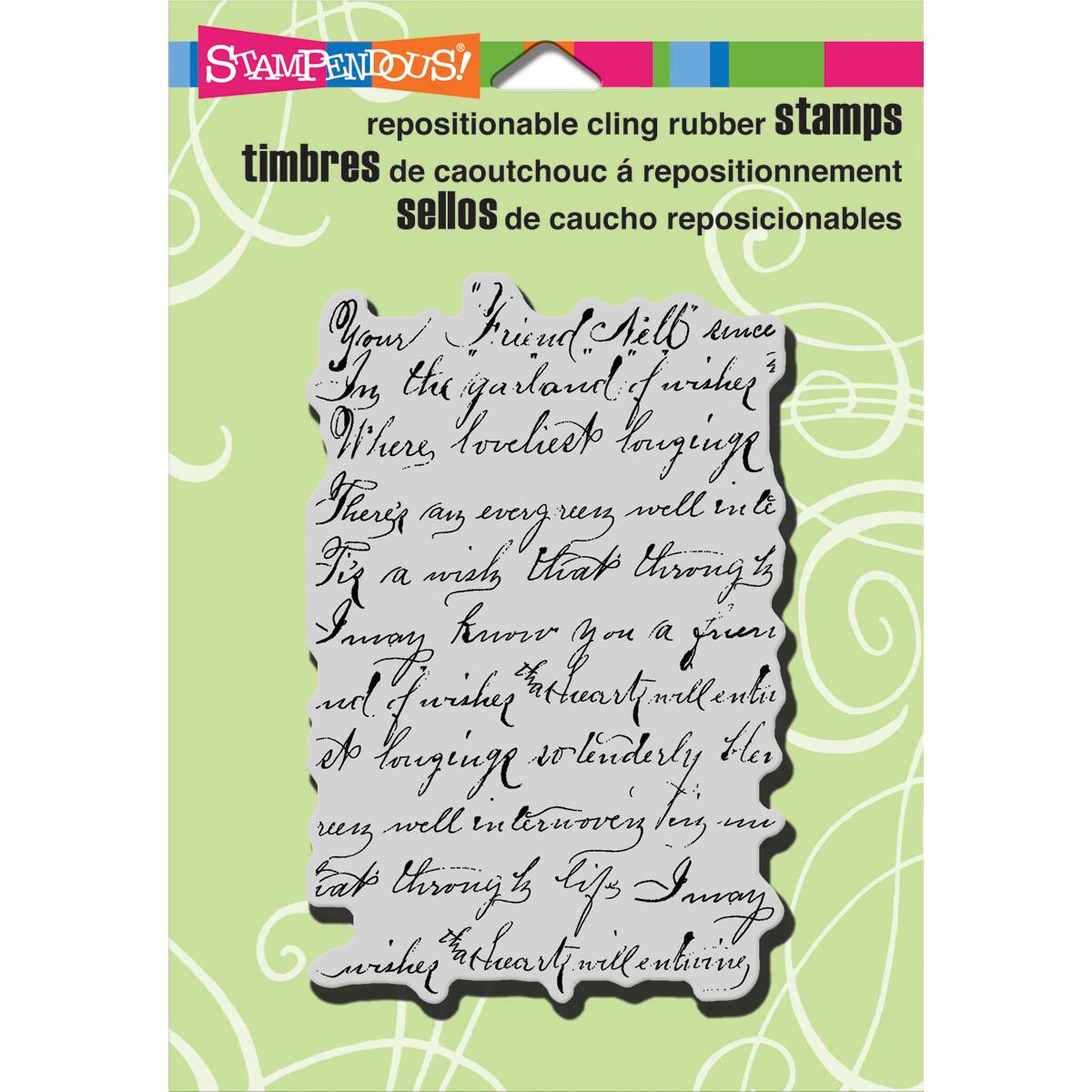 Stampendous CRP249  Cling Stamp 4.75"X4.5"-Vintage Note 2Pk 