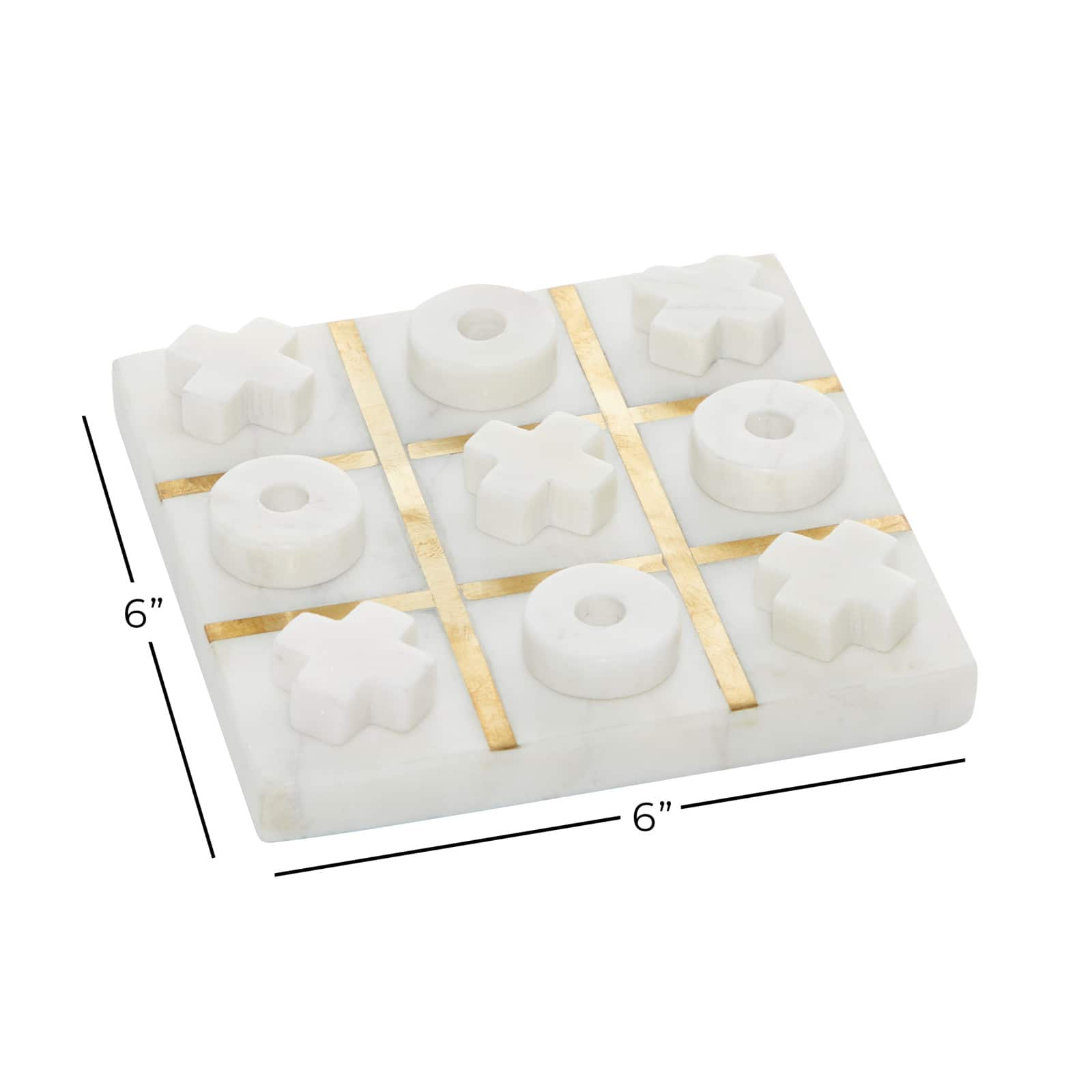 White Marble Tic-Tac-Toe Game Set