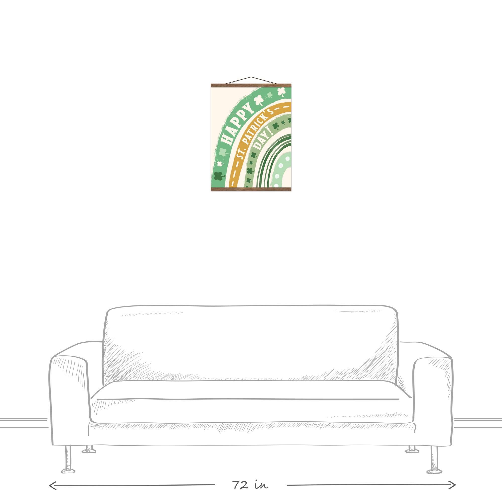 Happy St. Patrick's Day Rainbow Teak Hanging Canvas