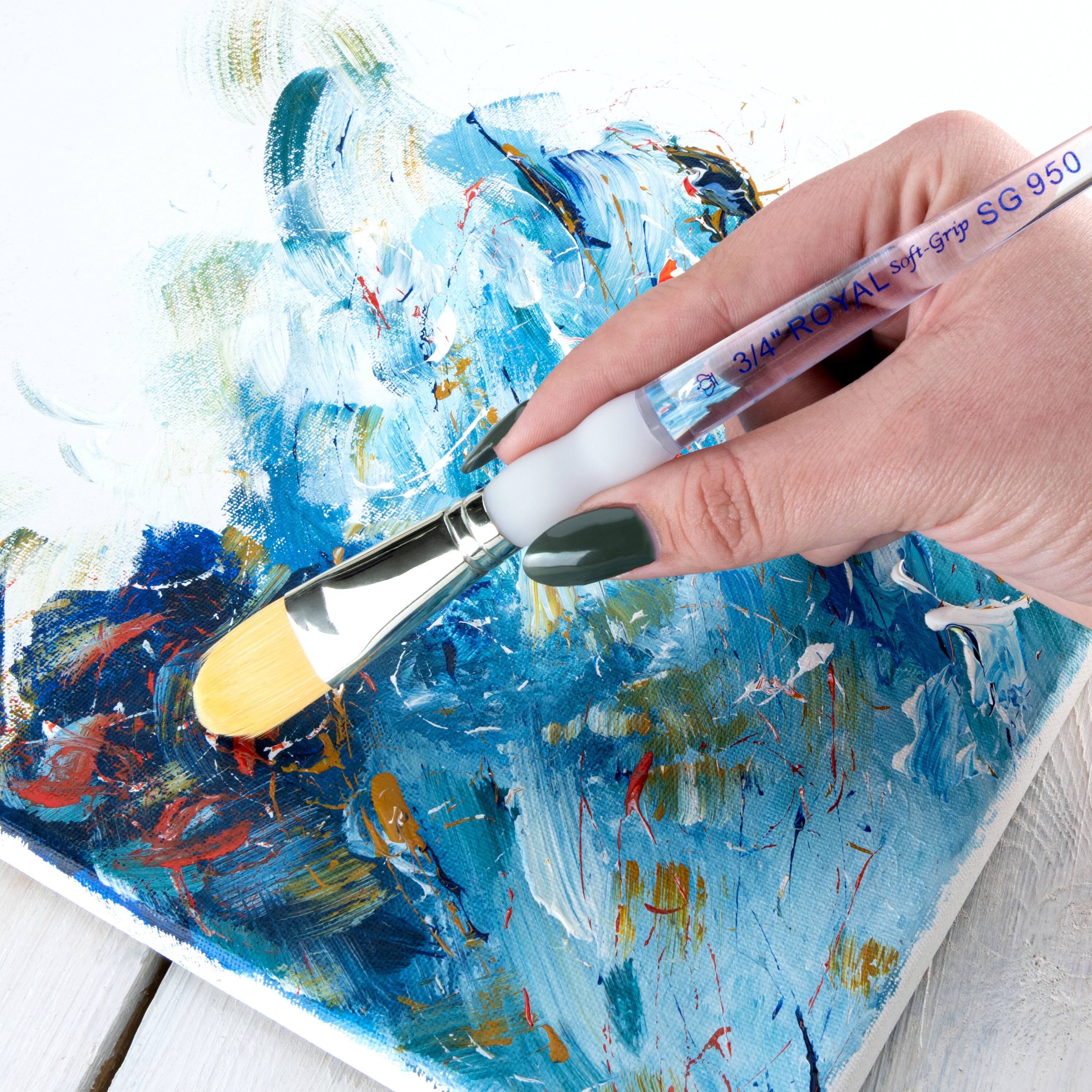 Soft-Grip Golden Taklon Oval Wash Brush, 3/4"