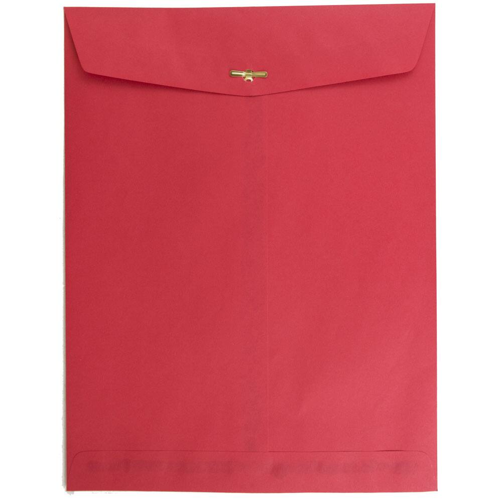 JAM Paper 10&#x22; x 13&#x22; Brite Hue Christmas Red Open End Clasp Closure Catalog Colored Envelopes