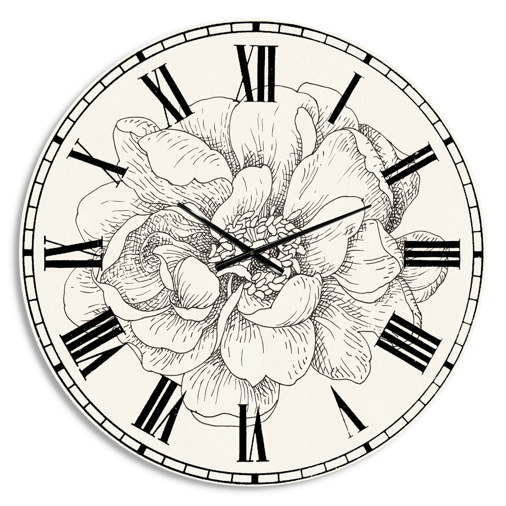 Designart 'Pen And Ink Florals Iv Farmhouse Wall Clock