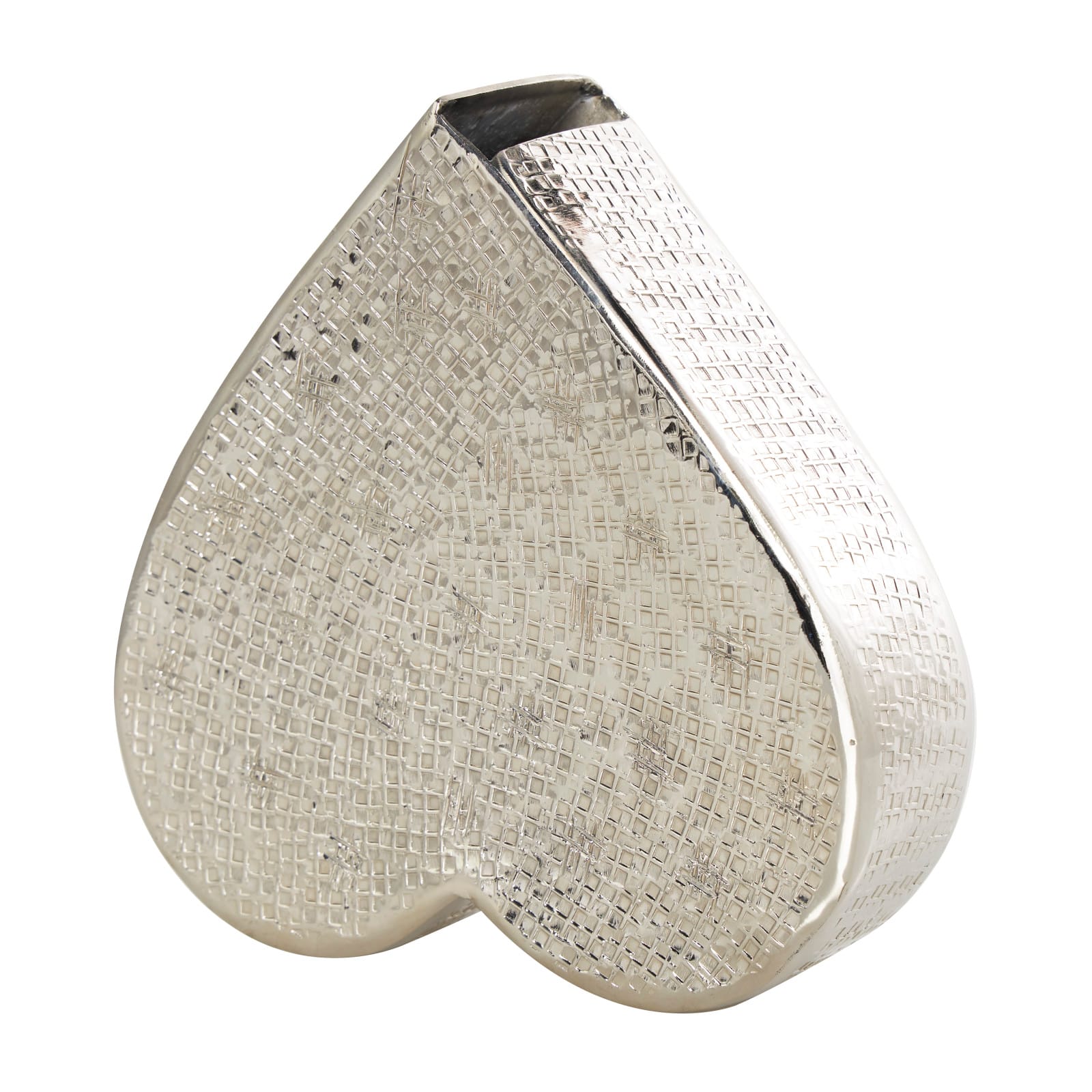 9" Silver Aluminum Heart Slanted Sculpture