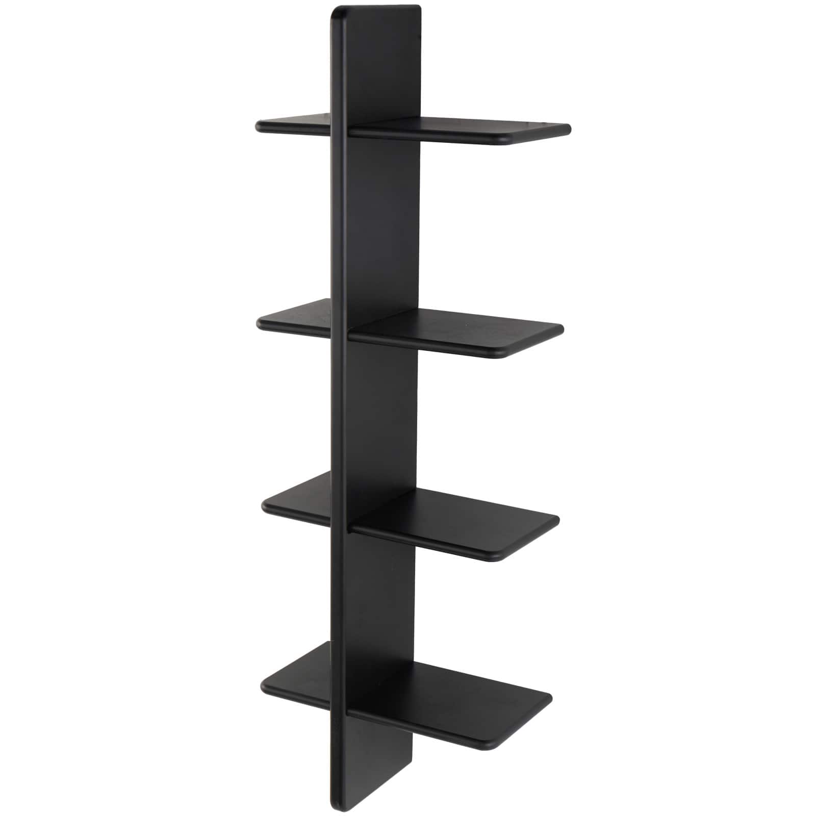 15" x 44" Shelf Black Wood Handmade Wall Hanging Shelf