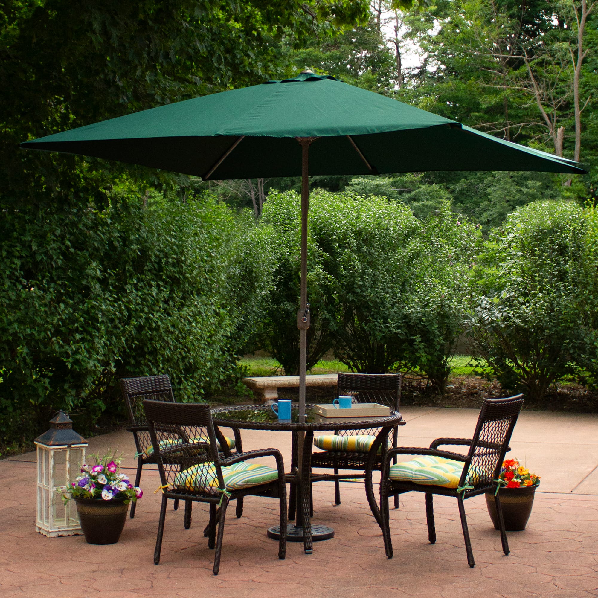 10ft. Hunter Green Patio Market Umbrella with Hand Crank