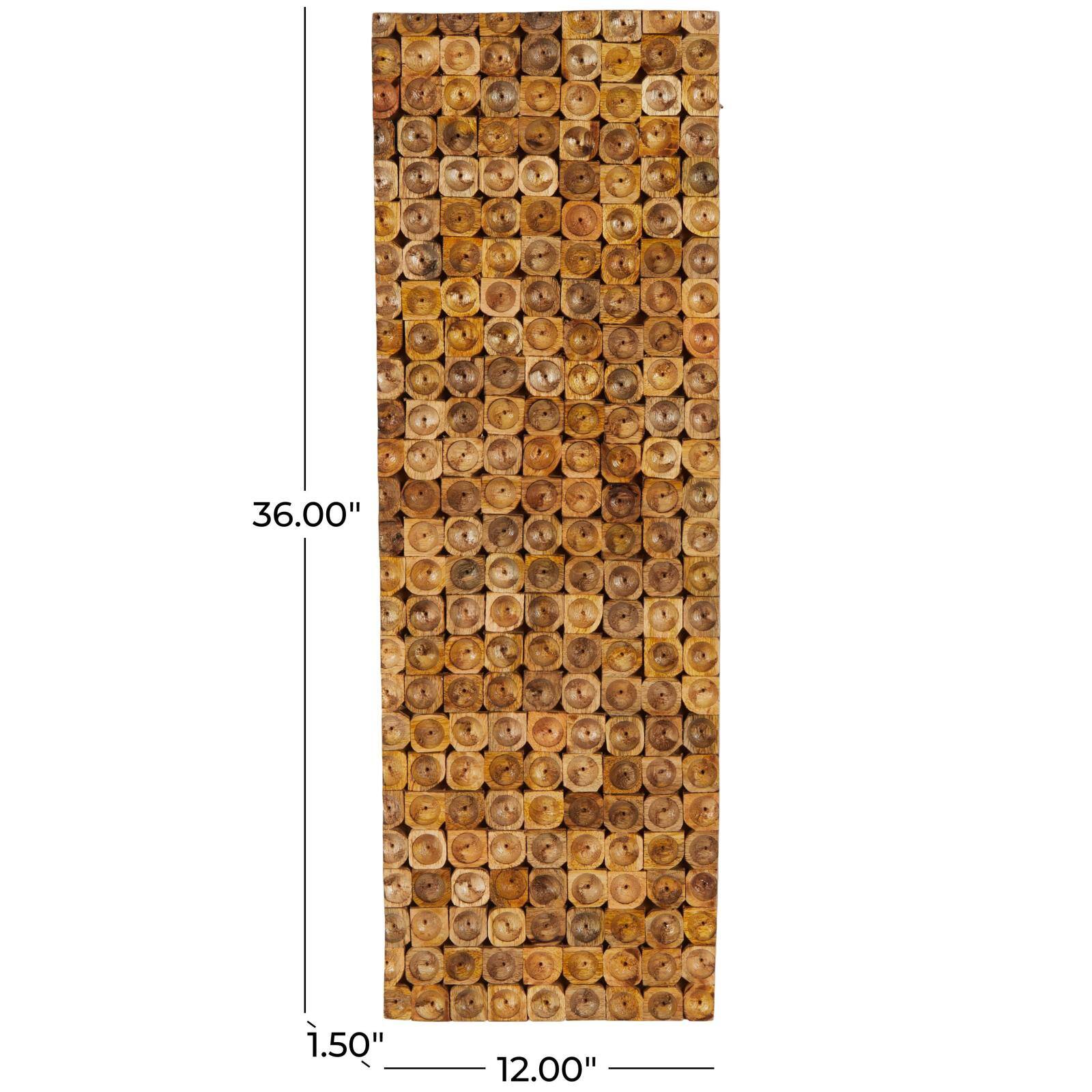 12" x 36" Brown Mango Wood Stacked Tree Trunks Wall Décor