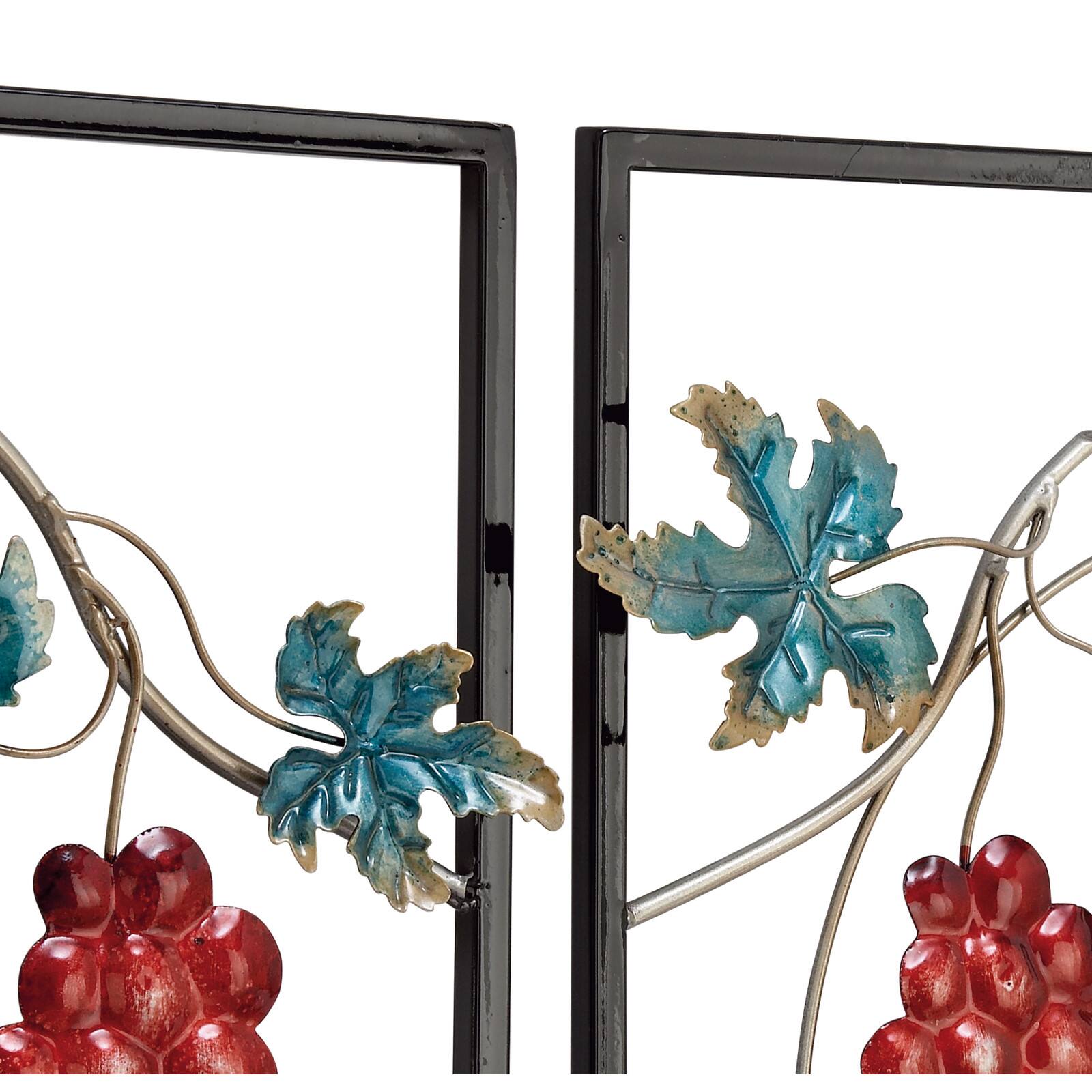 Set of 2 Multi Colored Metal Traditional Wine Wall Decor, 20" x 20"