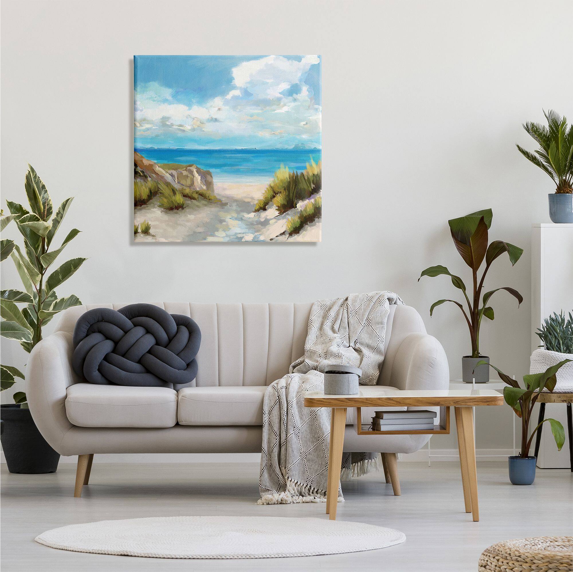Stupell Industries Coastal Path to Beach Nautical Grass Cloudy Summer Sky Canvas Wall Art