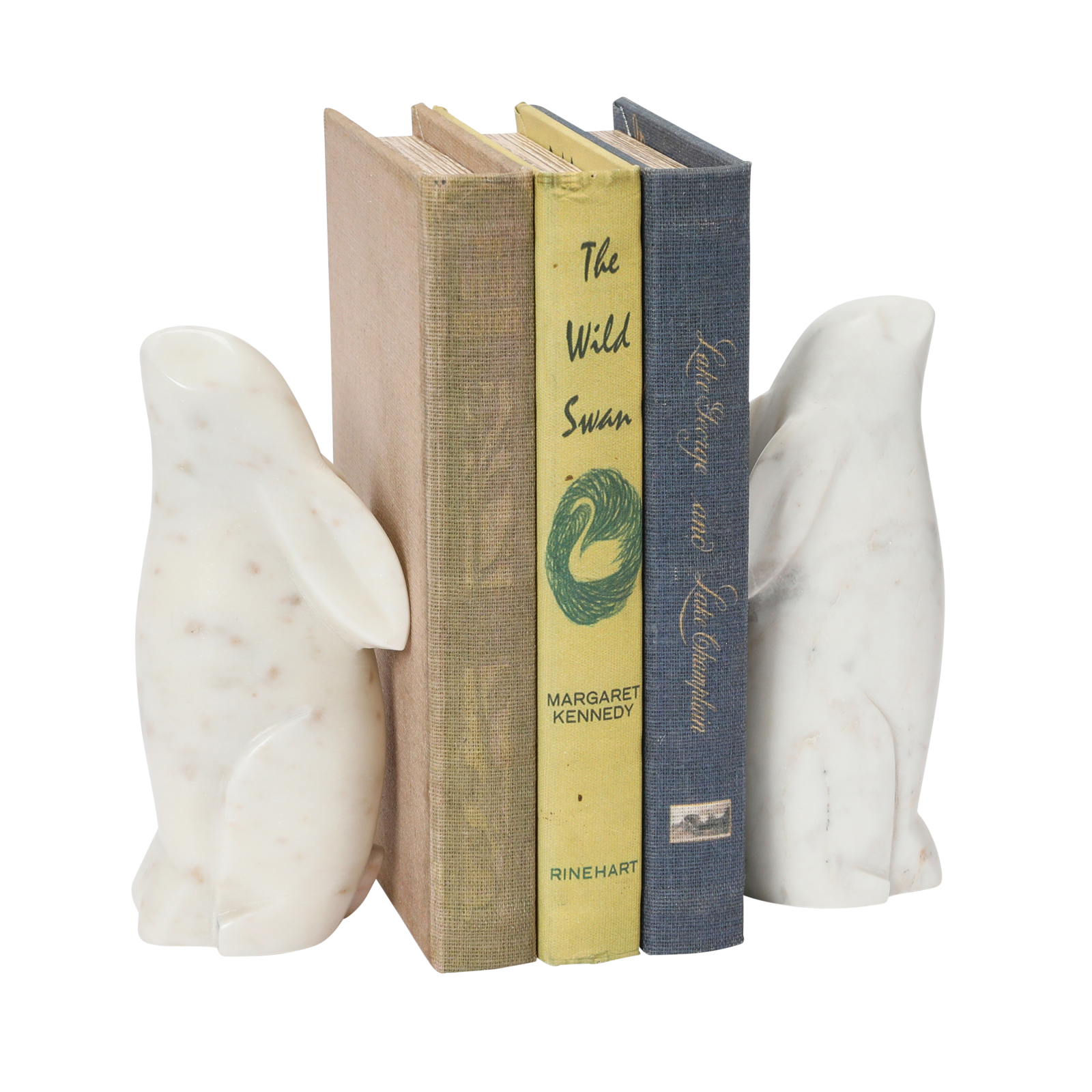 Hello Honey&#xAE; 6.5&#x22; White Rabbit Hand Carved Marble Bookends Set