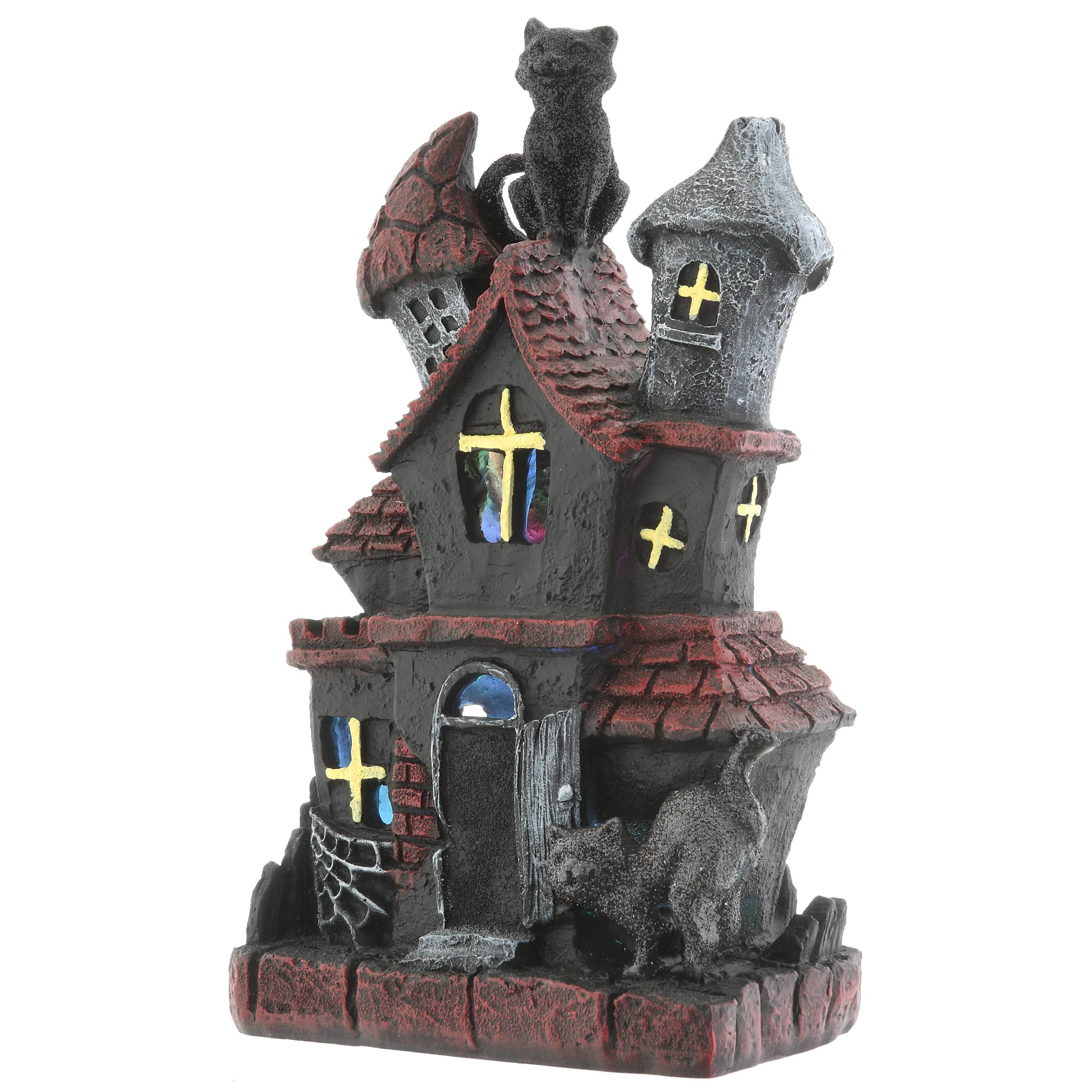 7&#x22; Black Cats Haunted House with LED Light