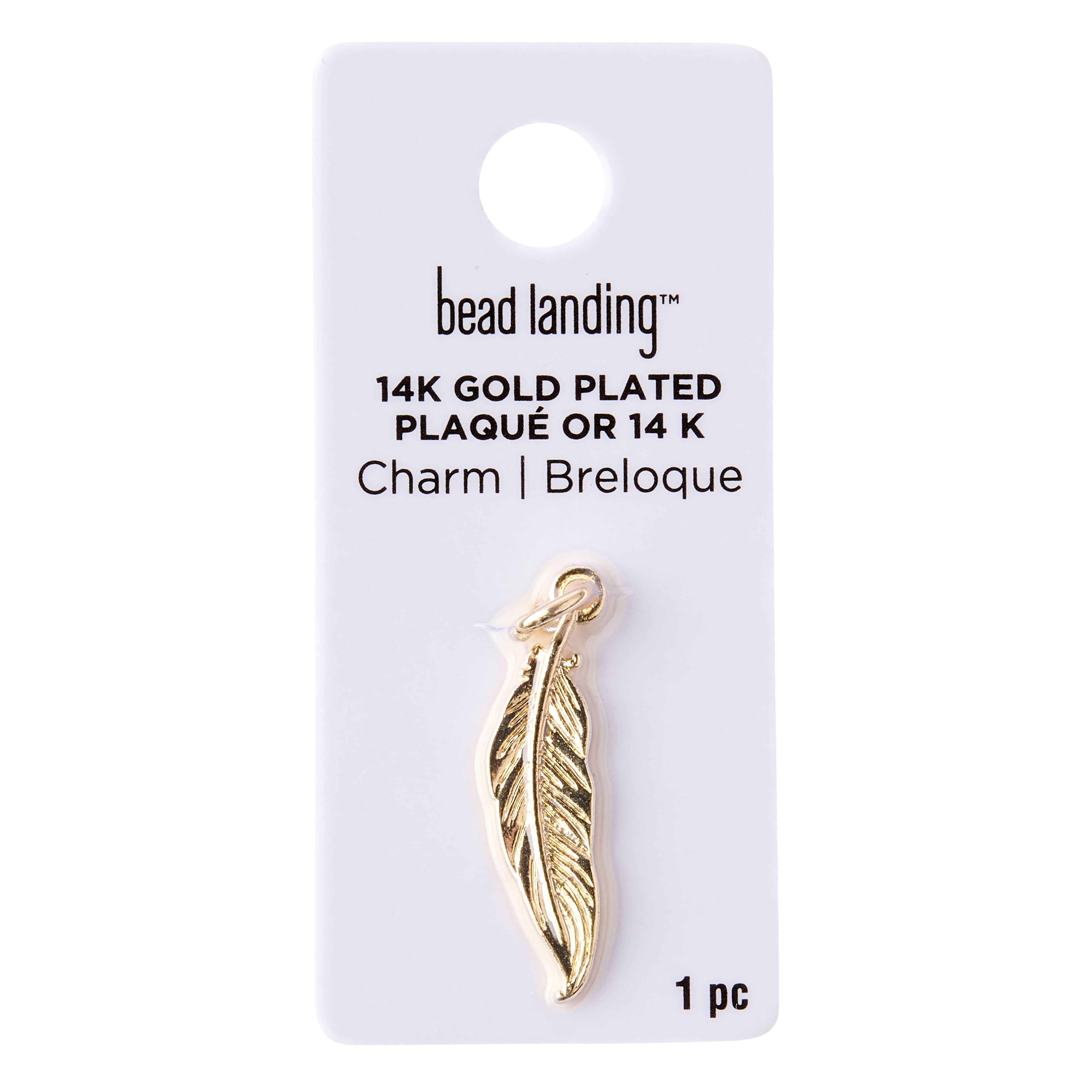 12 Pack: Charmalong™ Gold Feather Charm by Bead Landing™