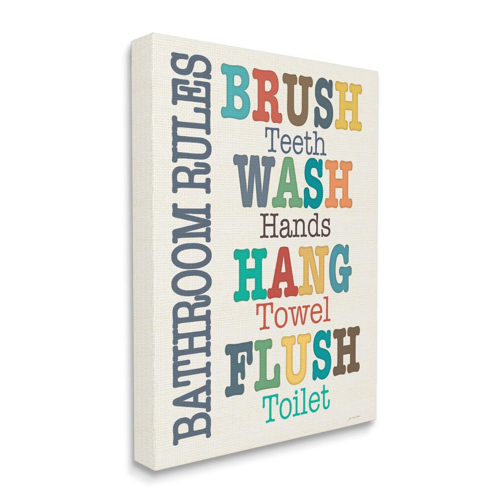Stupell Industries Colorful Bathroom Rules Typog Canvas Wall Art