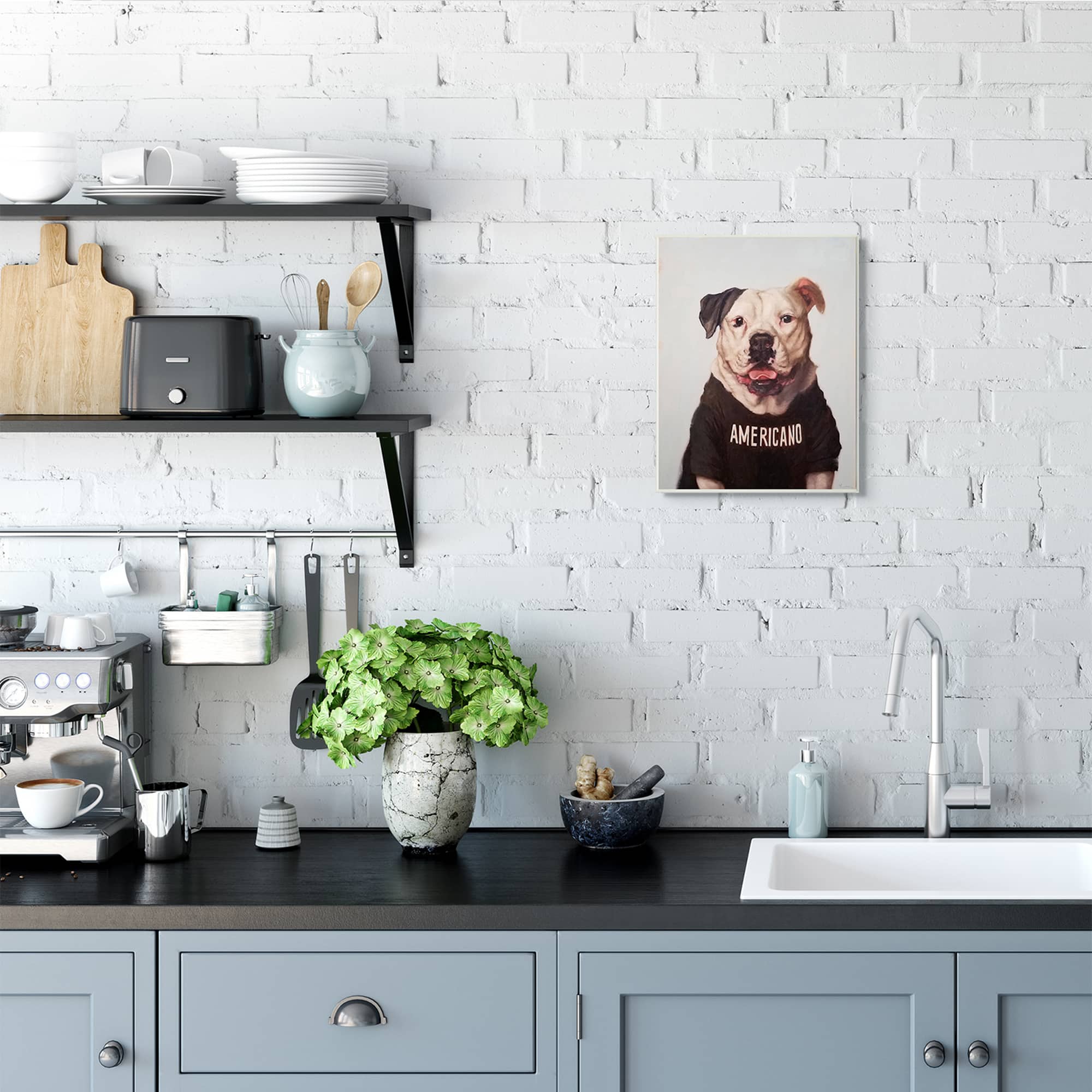 Stupell Industries American Bulldog in Americano T-Shirt Wall Plaque