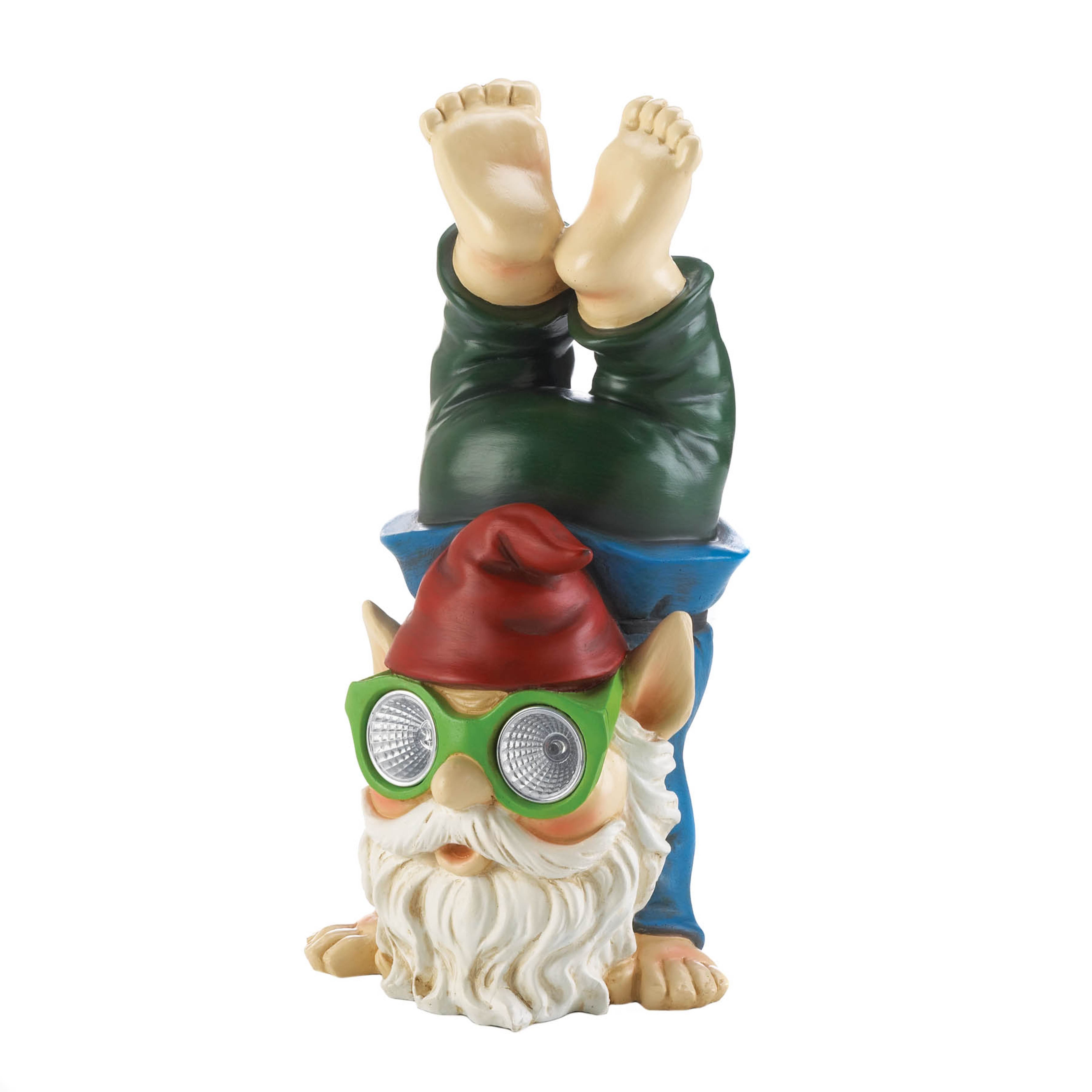 12.75&#x22; Handstand Solar Gnome Figurine