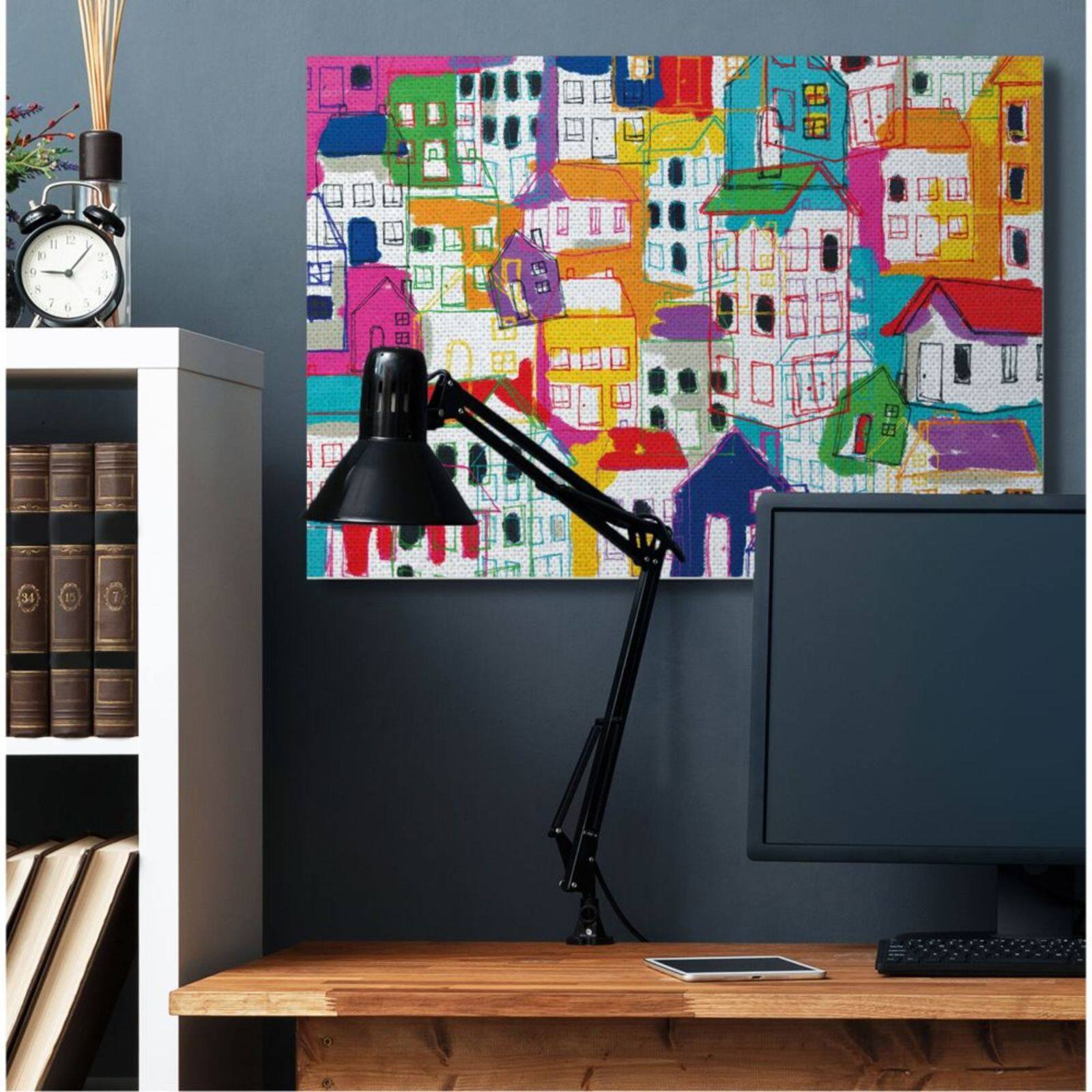 Stupell Industries Colorful Abstract Geometric Town Pattern Wall Accent