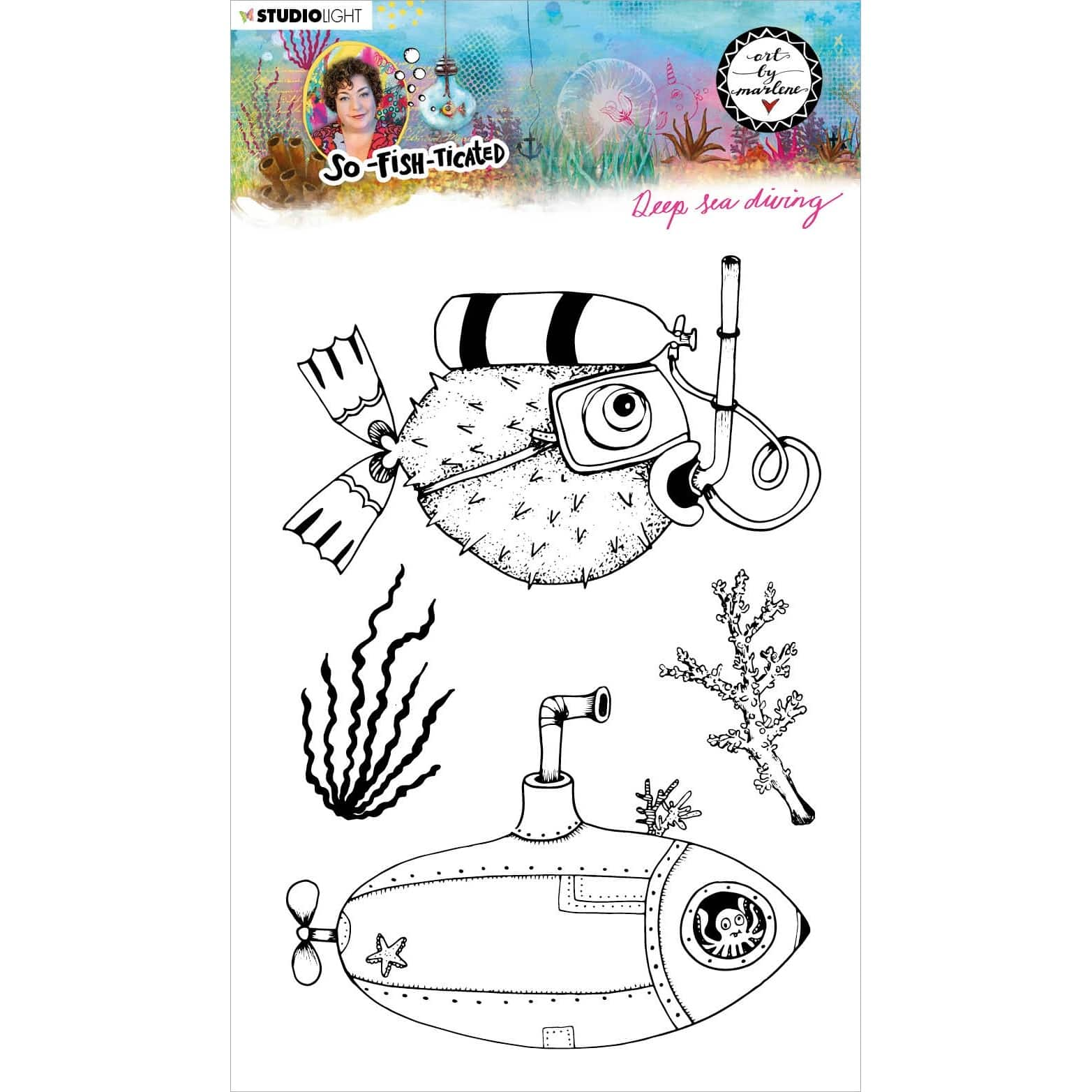 Art by Marlene So-Fish-Ticated Deep Sea Diving Clear Stamps