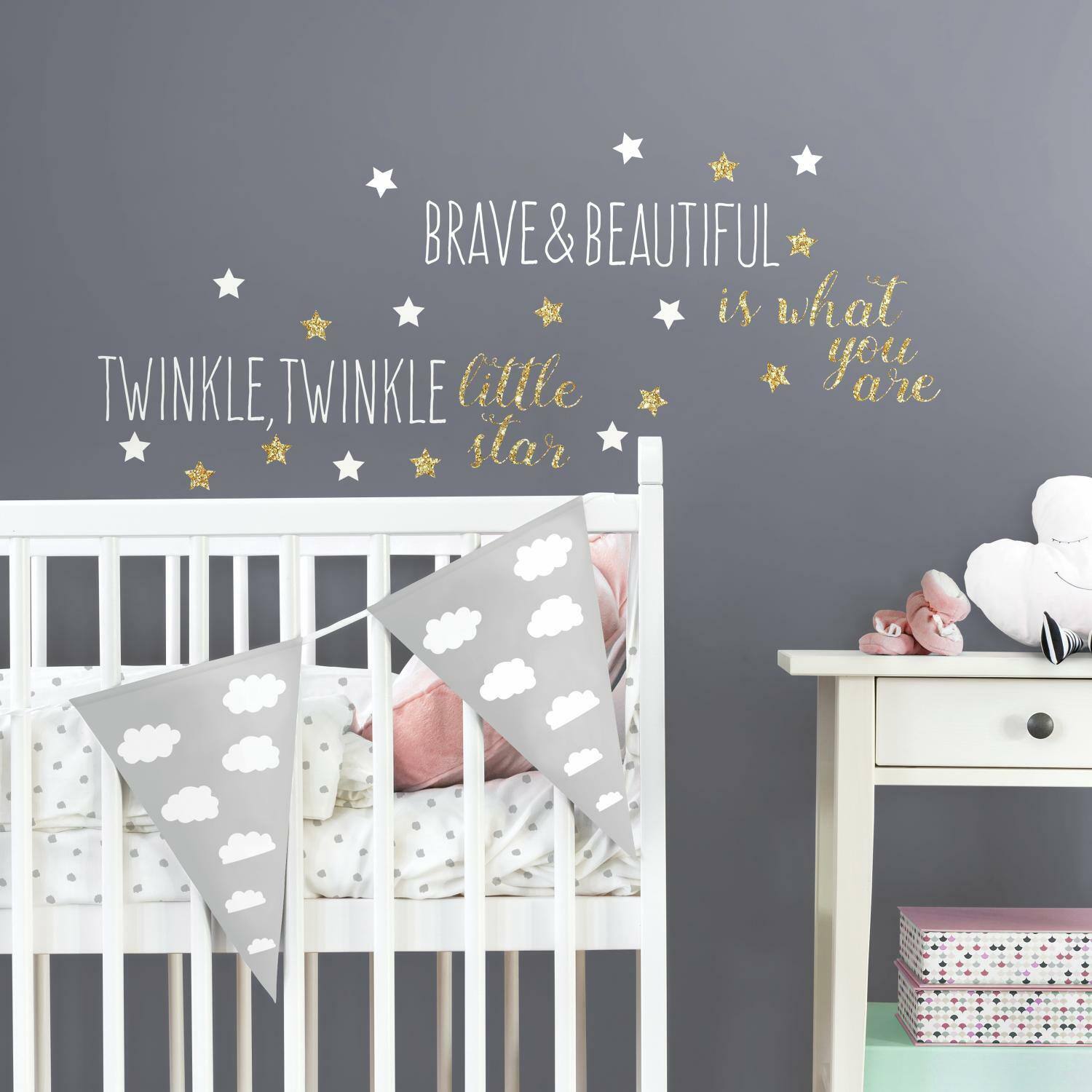 RoomMates Glitter Twinkle Twinkle Little Star Peel &#x26; Stick Wall Decals