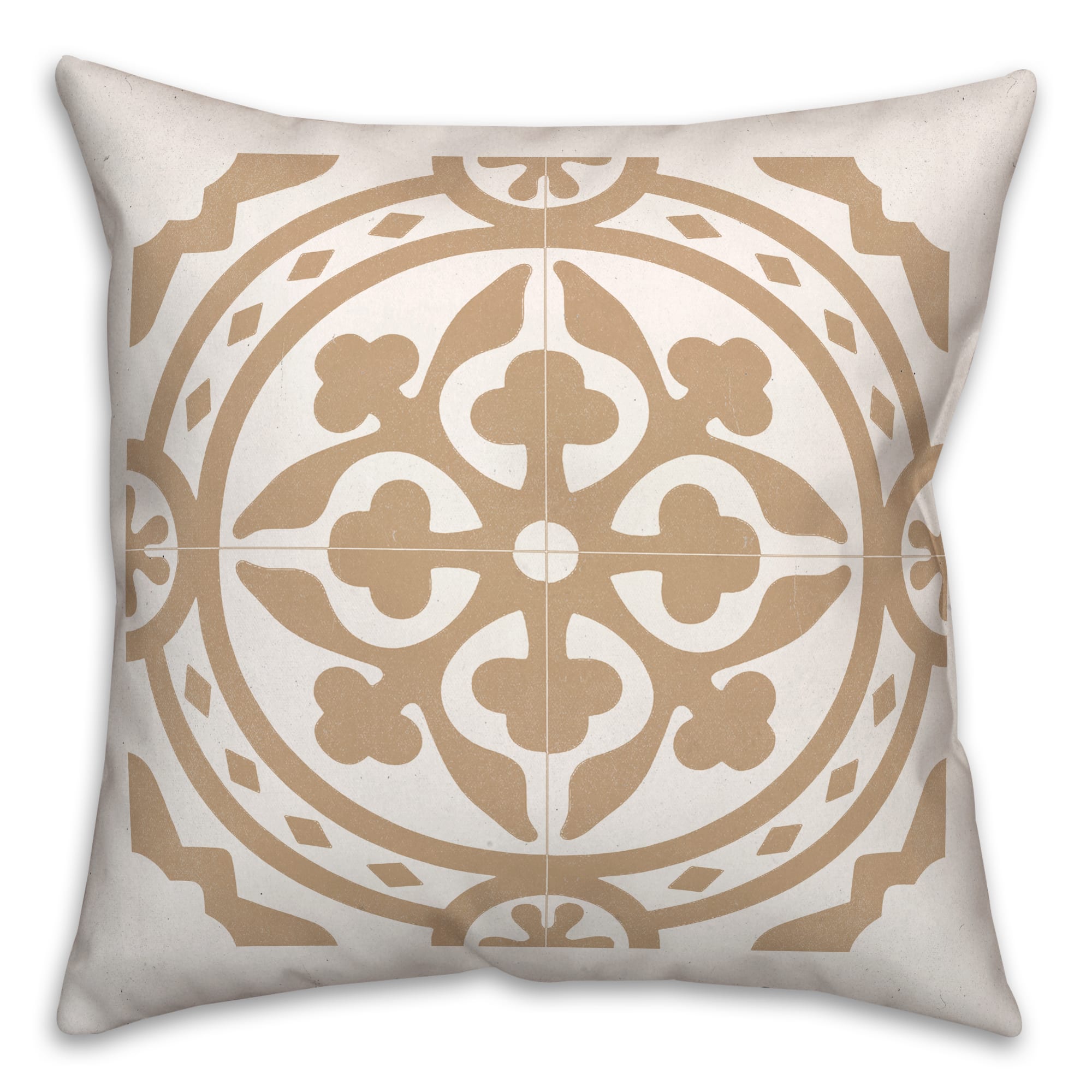Tan Tile Medallion Throw Pillow