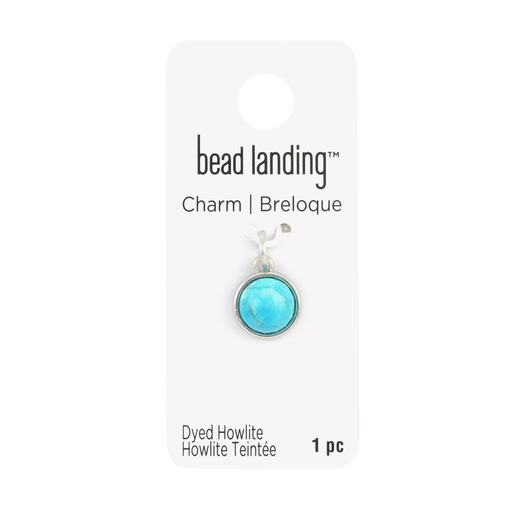 Round Turquoise Dyed Howlite Charm by Bead Landing&#x2122;