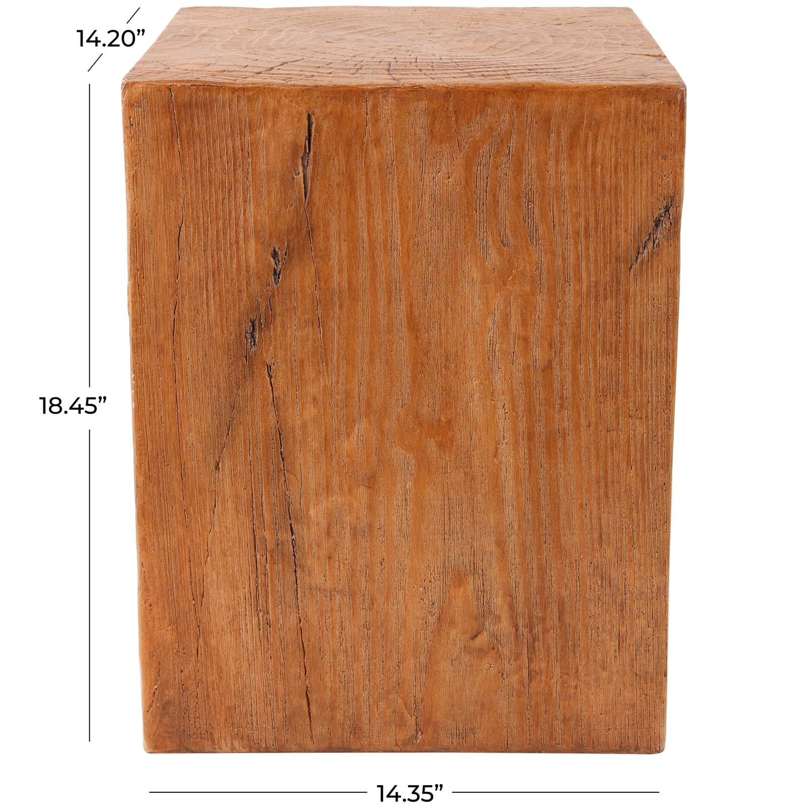 18" Natural Textured Wood Grain Outdoor Accent Table