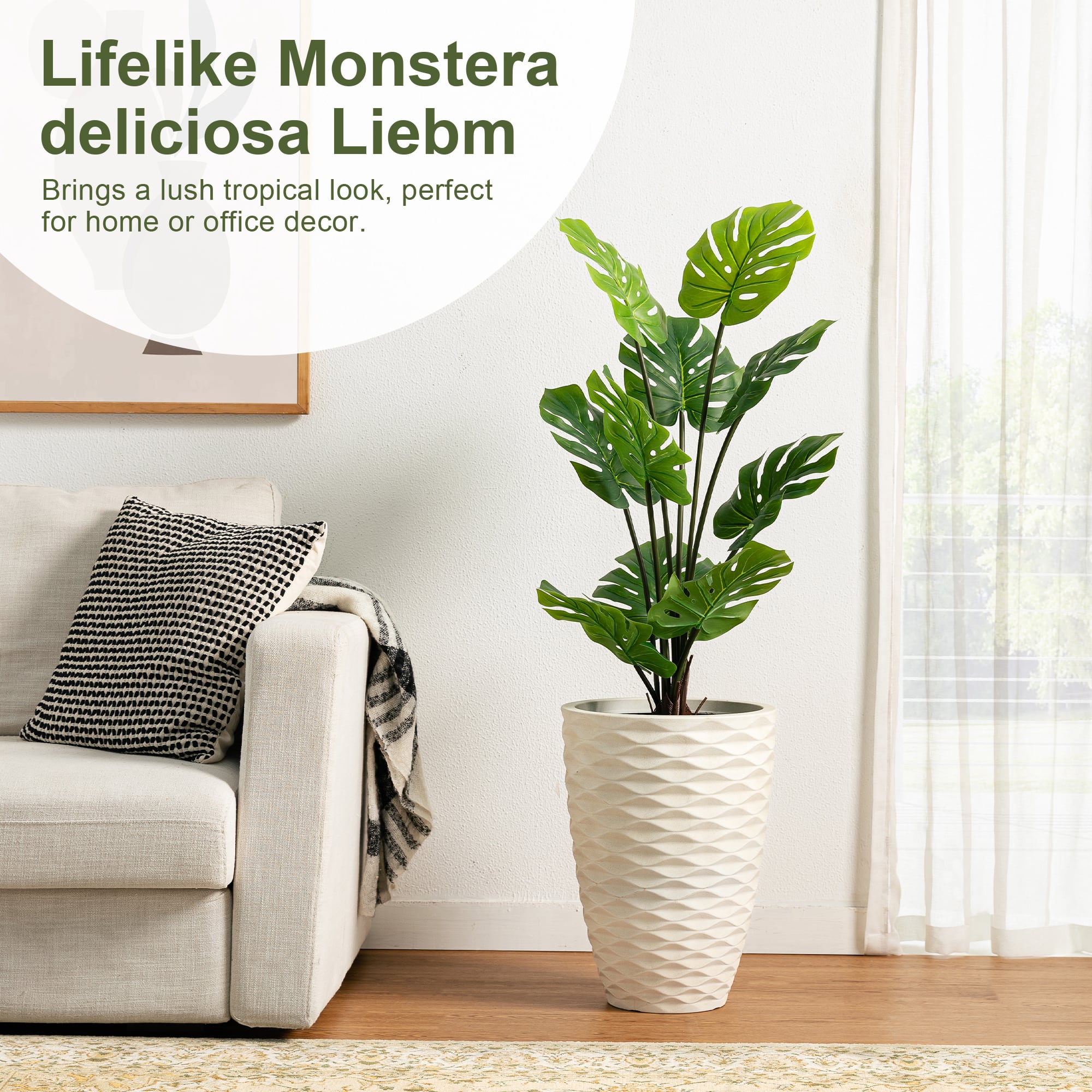 Glitzhome® 3.5ft. Faux Monstera in Pot